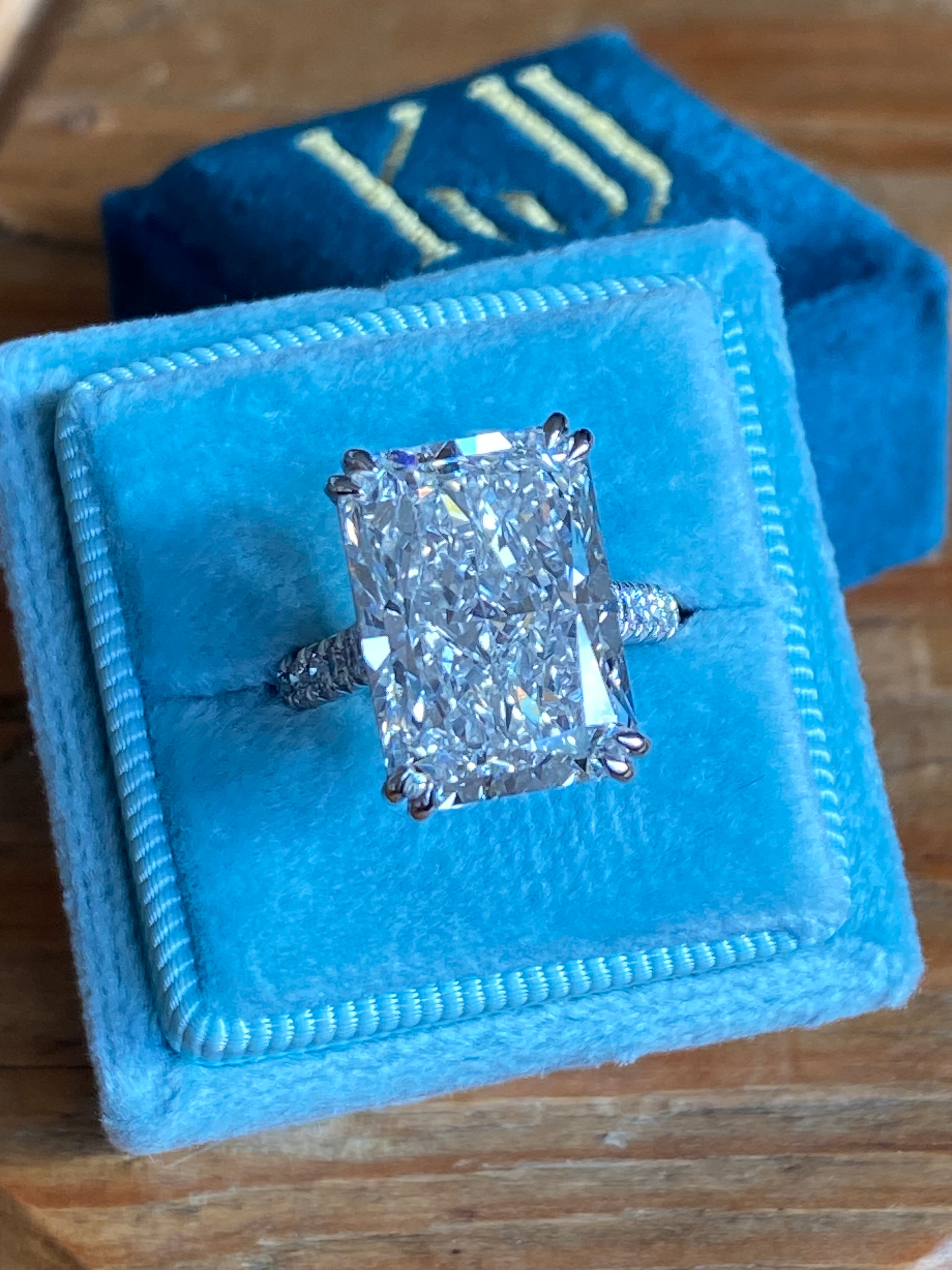 10.23 Carat Radiant Cut Lab Diamond Solitaire Engagement Ring in Platinum