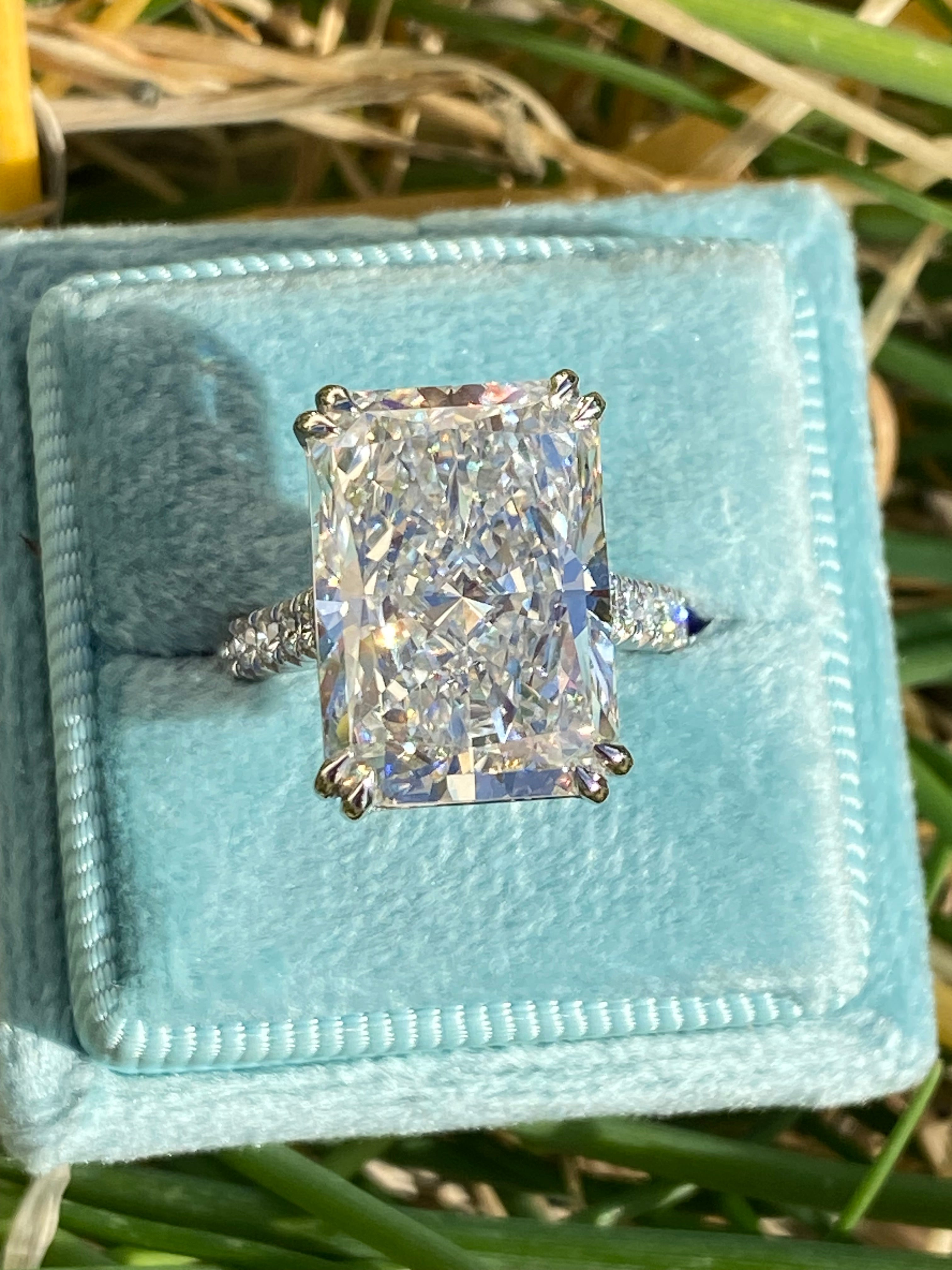 10.23 Carat Radiant Cut Lab Diamond Solitaire Engagement Ring in Platinum