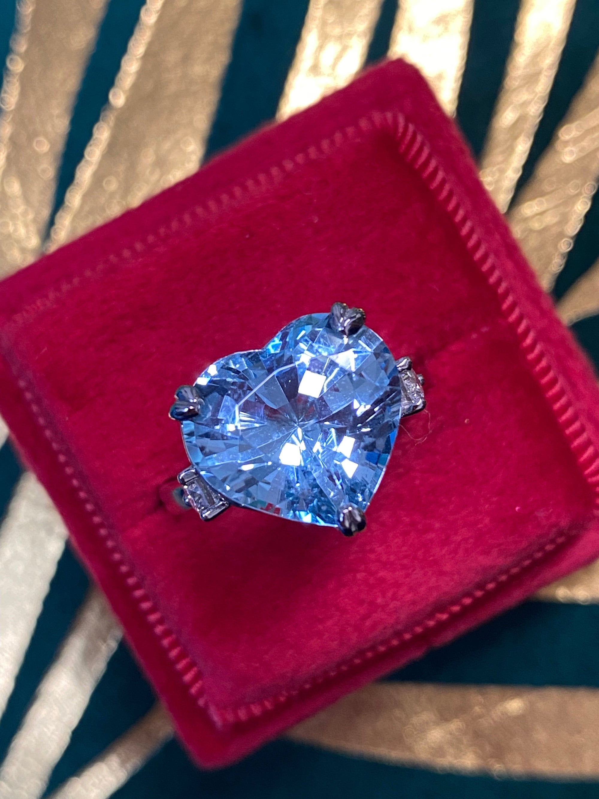 7.50 Carat Heart-Cut Aquamarine and Diamond Ring in Platinum