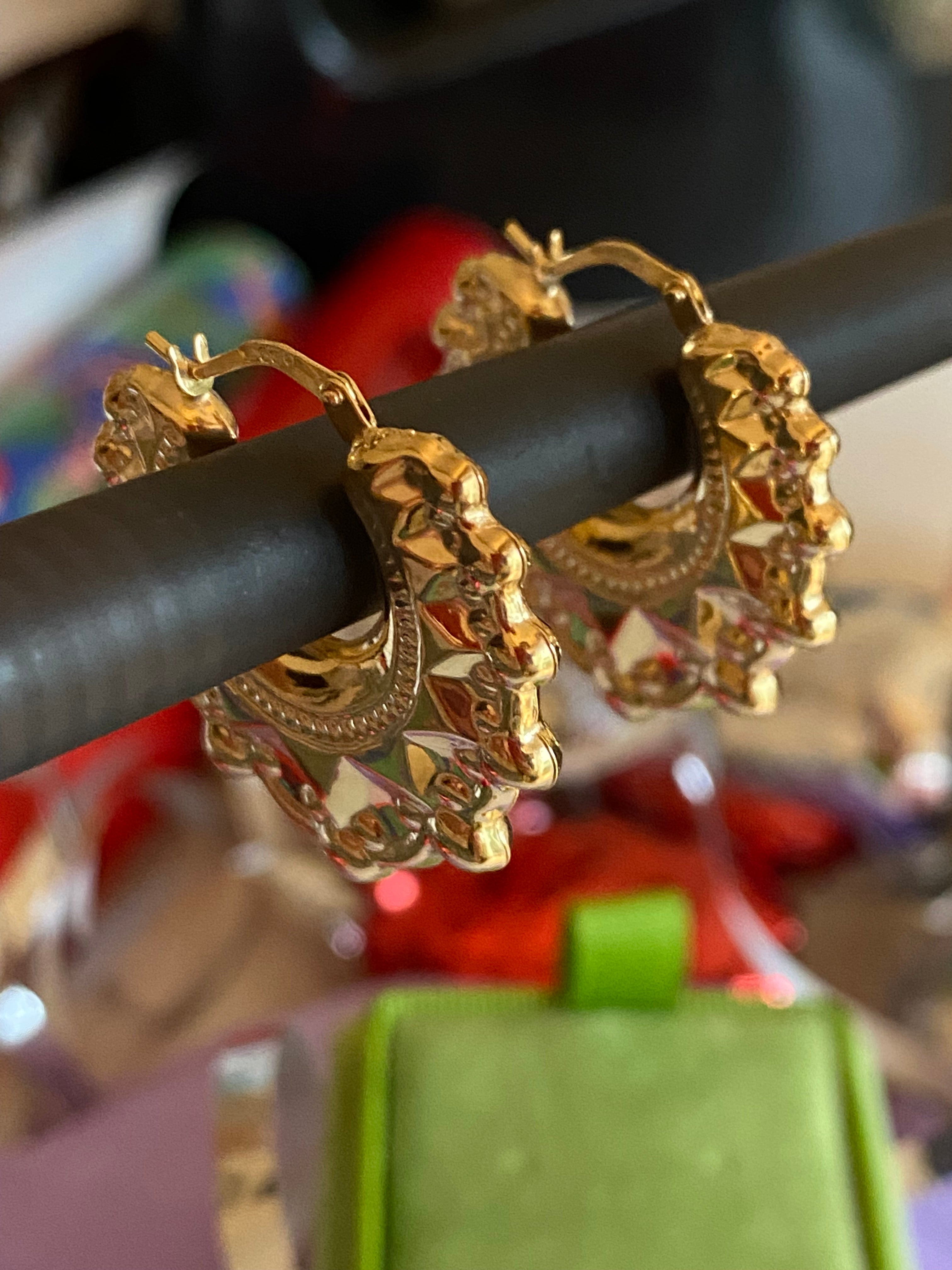 Fabulous Vintage Inspired Creole Hoop Earrings in 9ct Yellow Gold