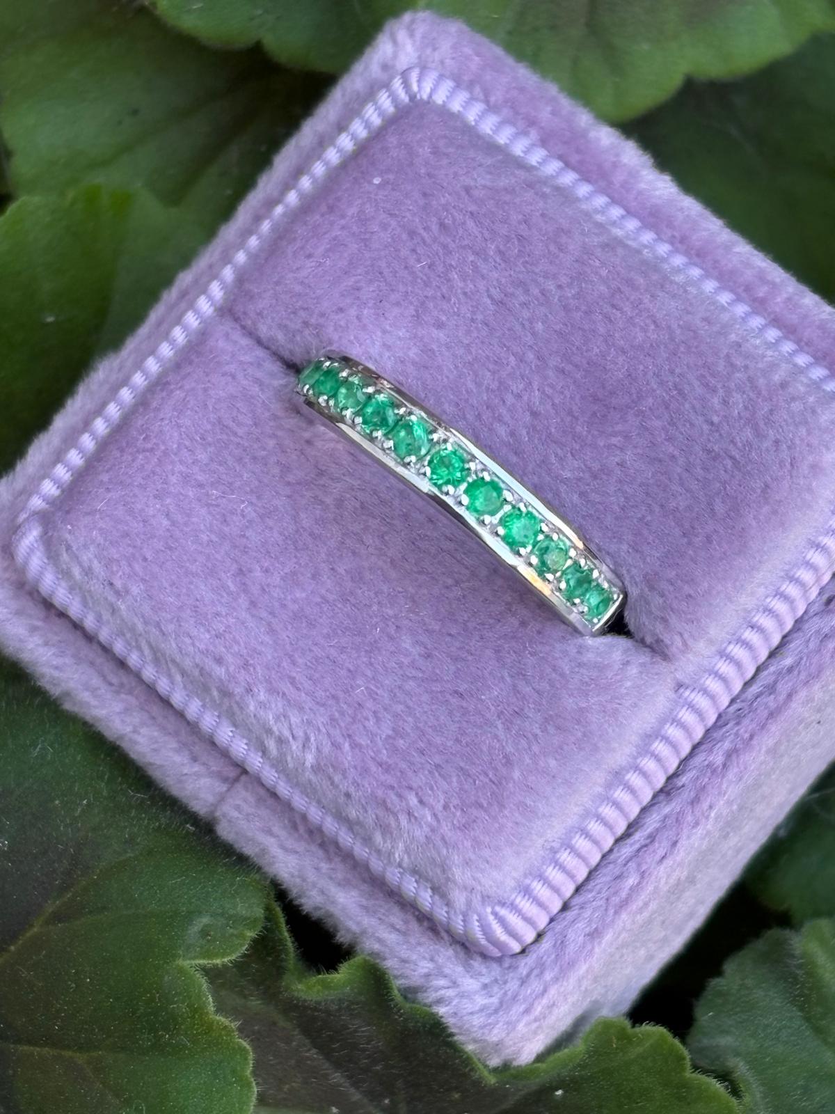 0.50 CTW Emerald Eternity Stacking Ring in Sterling Silver