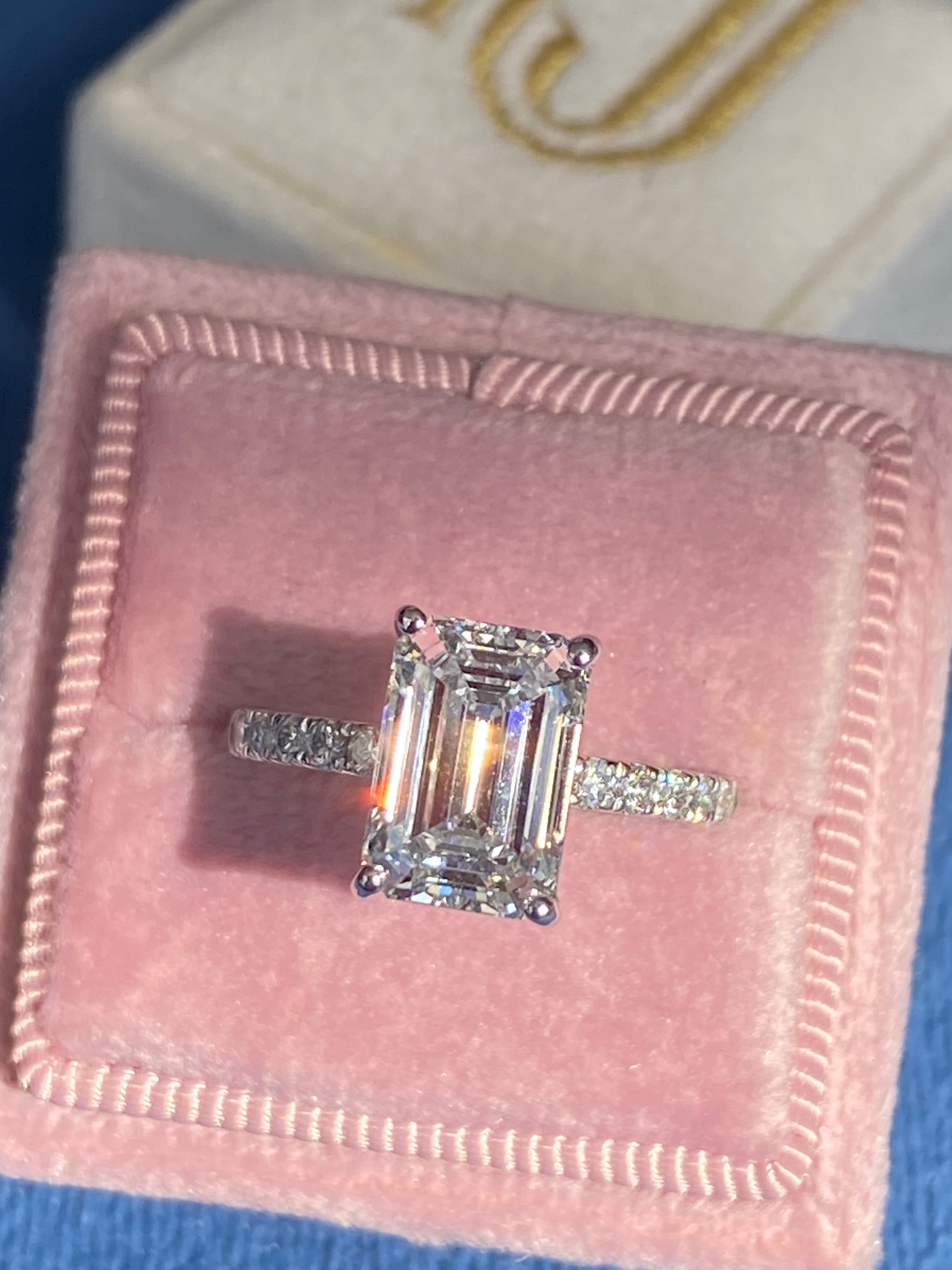 3.04 Carat Emerald Cut D Colour VS1 Lab Diamond Solitaire Engagement Ring in Platinum