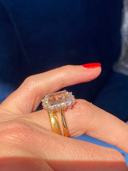3.54 Carat Morganite and 1.19ctw Natural Diamond Ring in Platinum and 18ct Yellow Gold