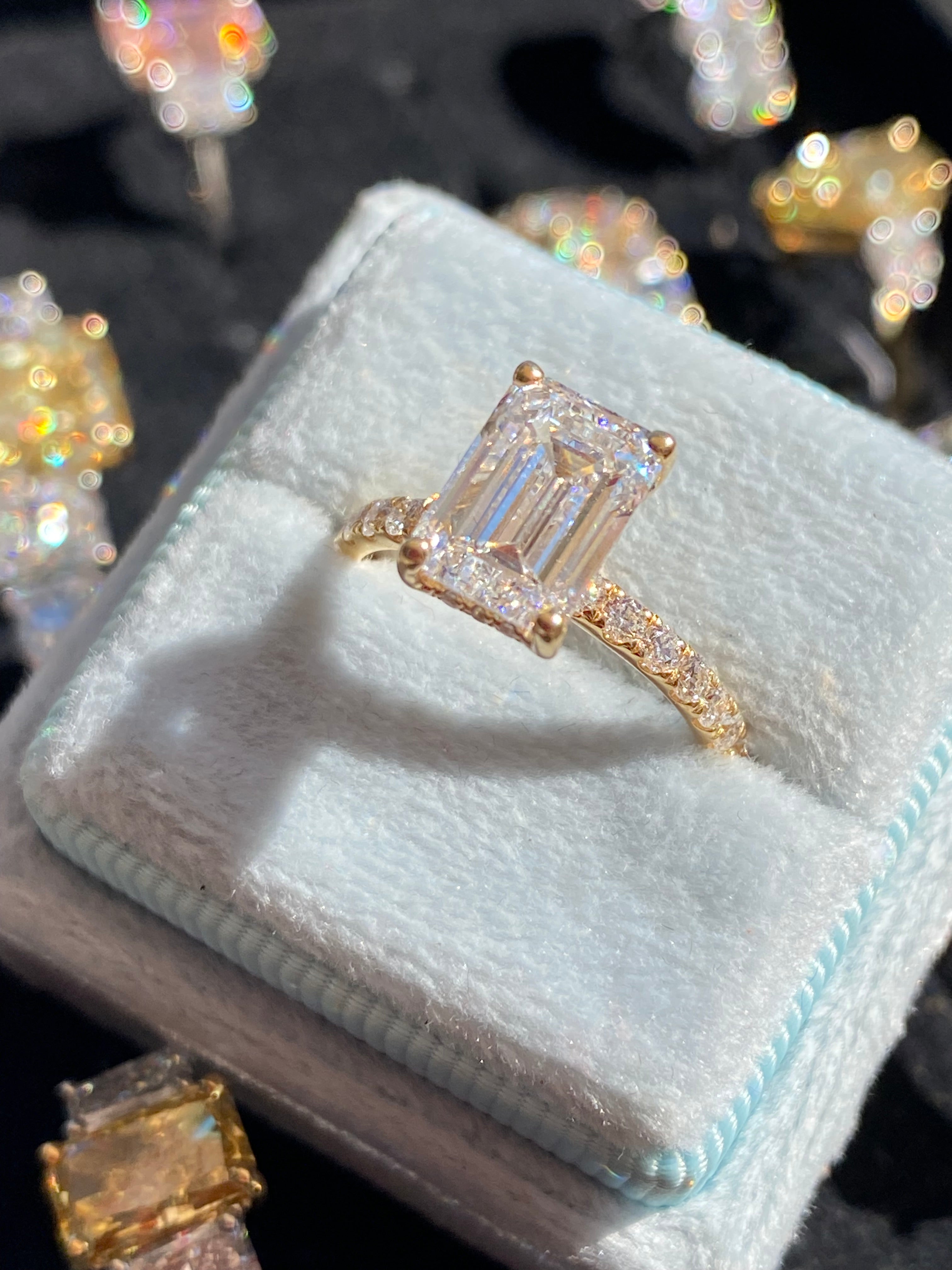 2.50 Carat Emerald Cut Lab Diamond Solitaire Engagement Ring in 18ct Yellow Gold