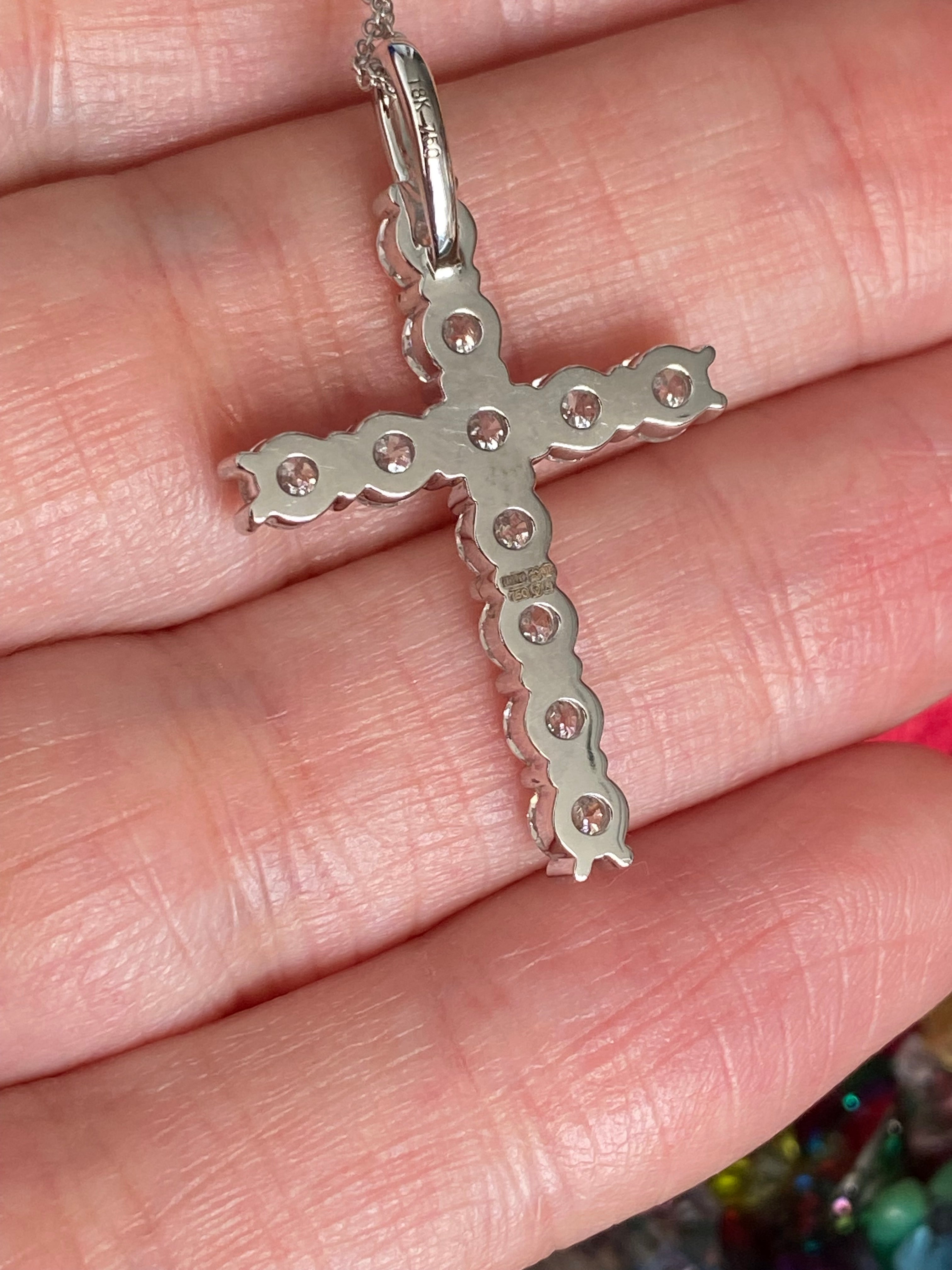2.00 CTW Natural Diamond Cross in 18ct White Gold