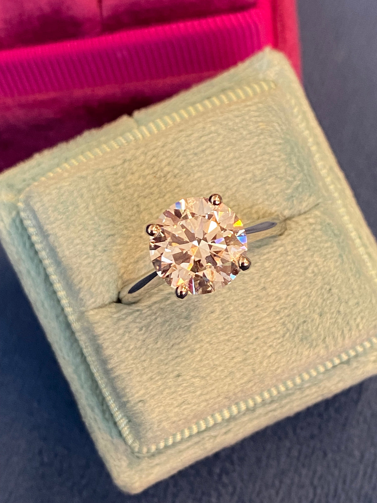 3.03 Carat Round Cut D Colour Lab Diamond Solitaire Engagement Ring in Platinum
