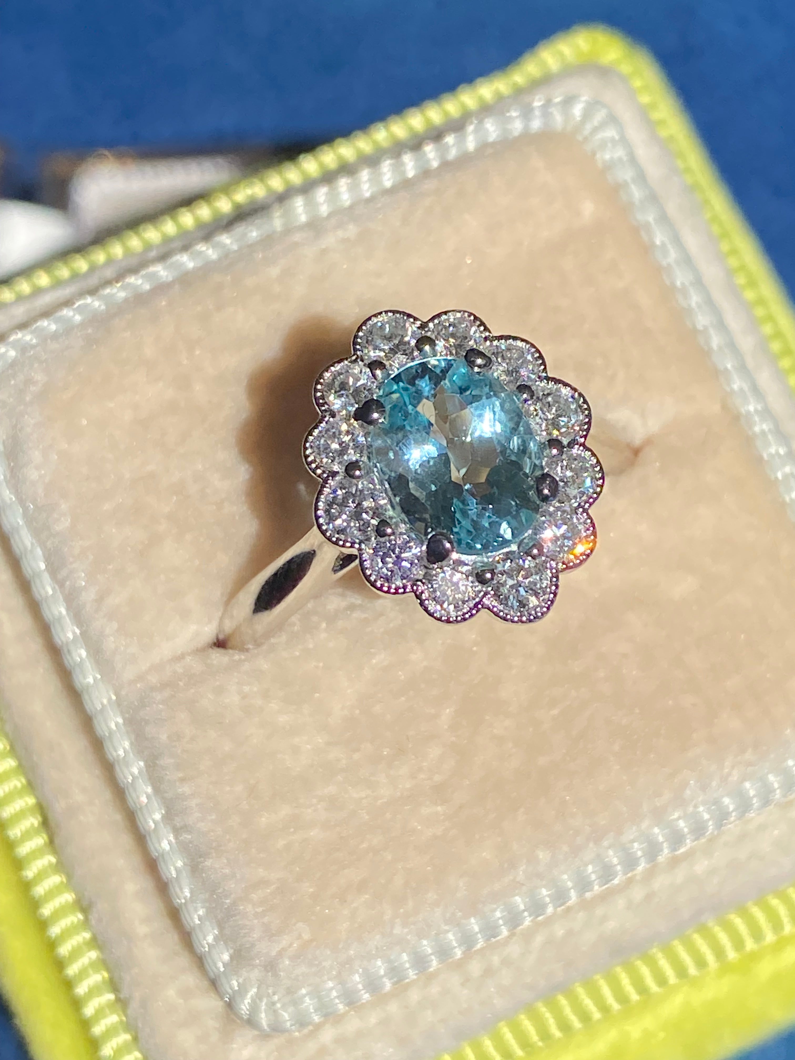 1.63 CTW Aquamarine and Diamond Ring in Platinum