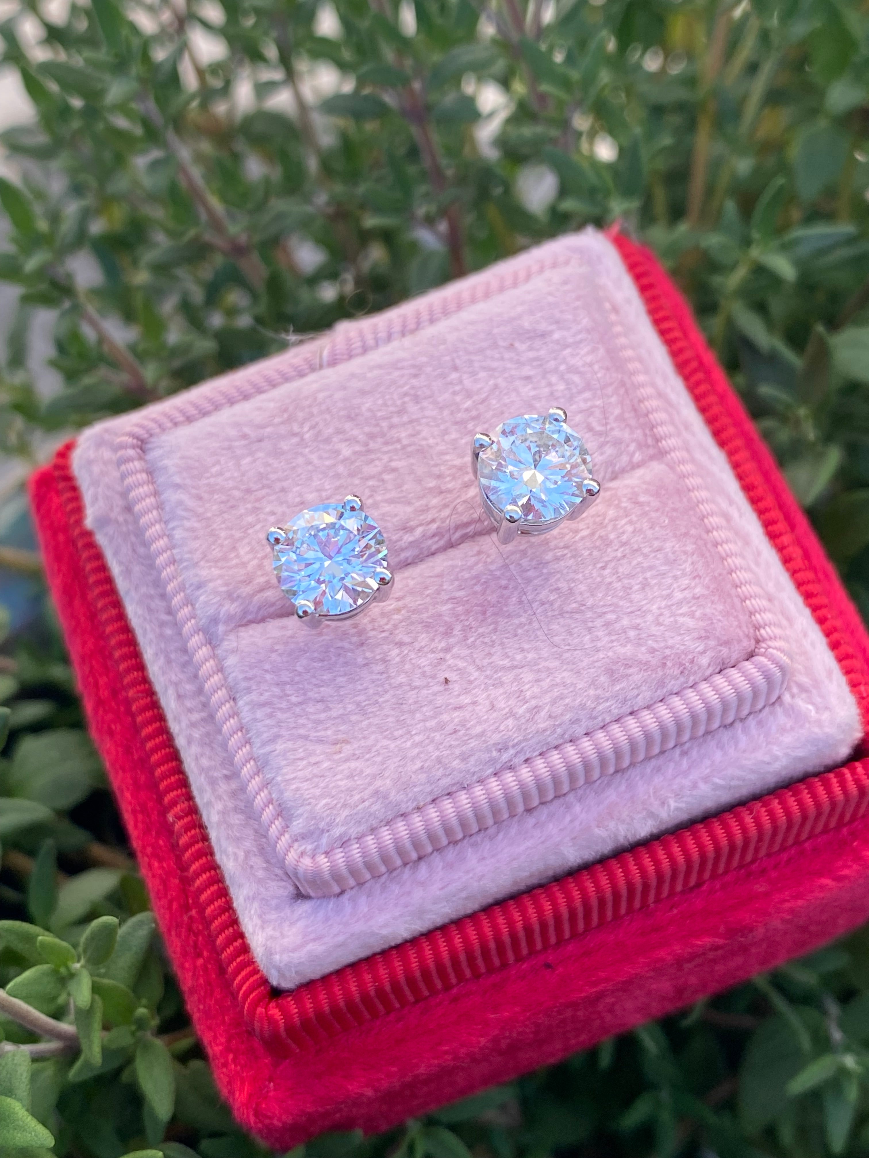 2.00 CTW + Lab Grown Diamond Solitaire Stud Earrings, at Least E Colour / VS Clarity