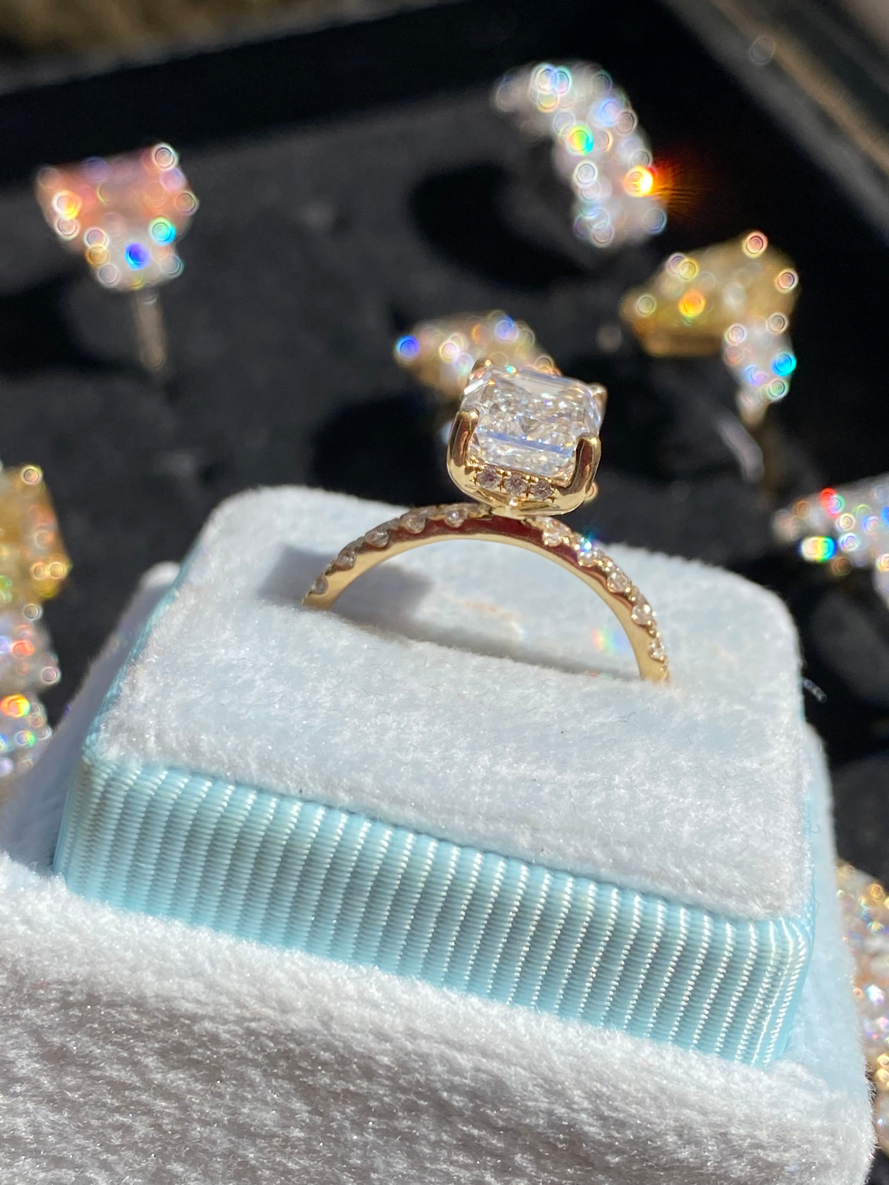 2.50 Carat Emerald Cut Lab Diamond Solitaire Engagement Ring in 18ct Yellow Gold