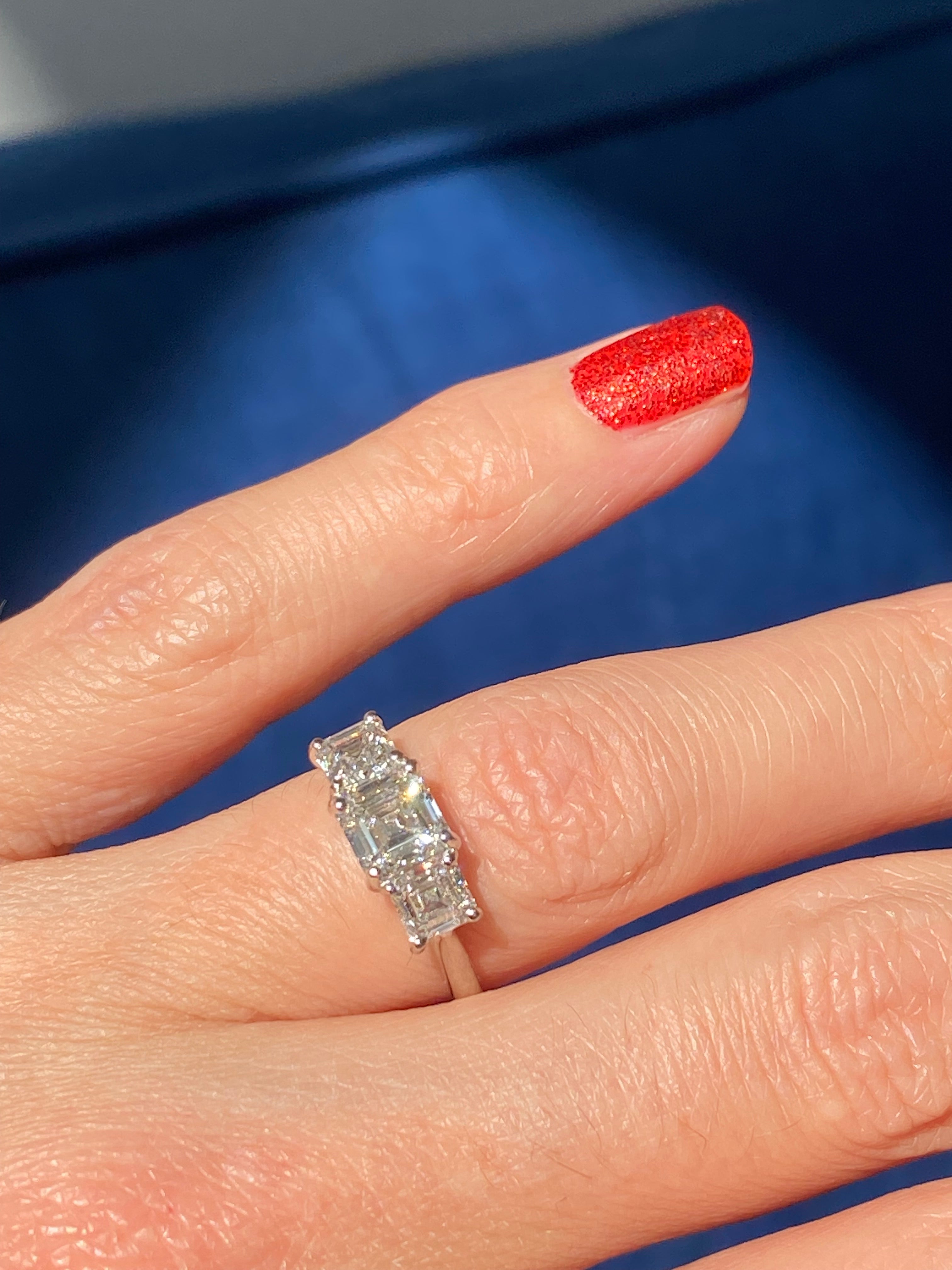 Heritage 2.00 CT + Asscher Cut Lab Grown Diamond Three Stone Trilogy Engagement Ring, at Least F Colour / VVS Clarity