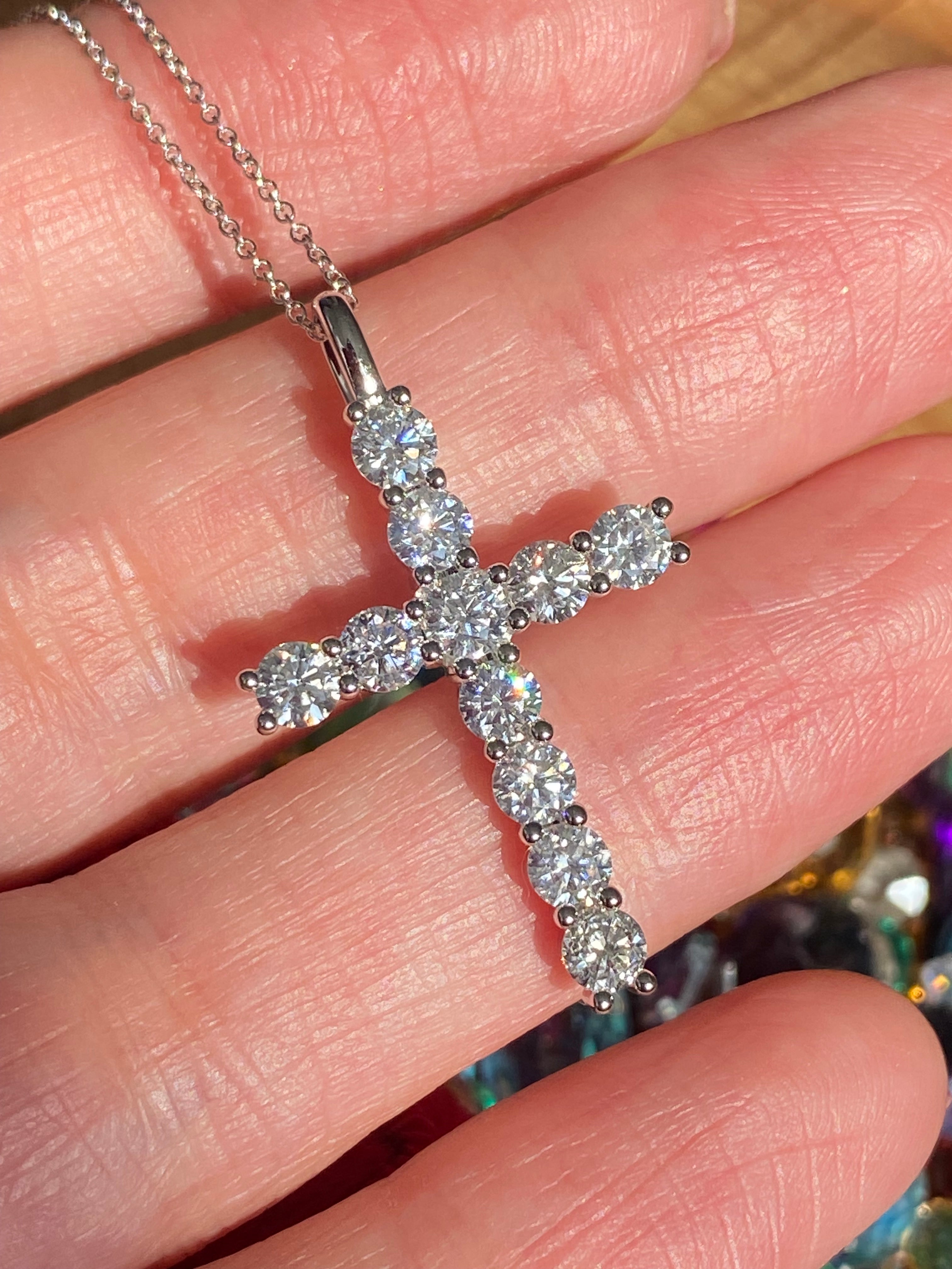 2.00 CTW Natural Diamond Cross in 18ct White Gold