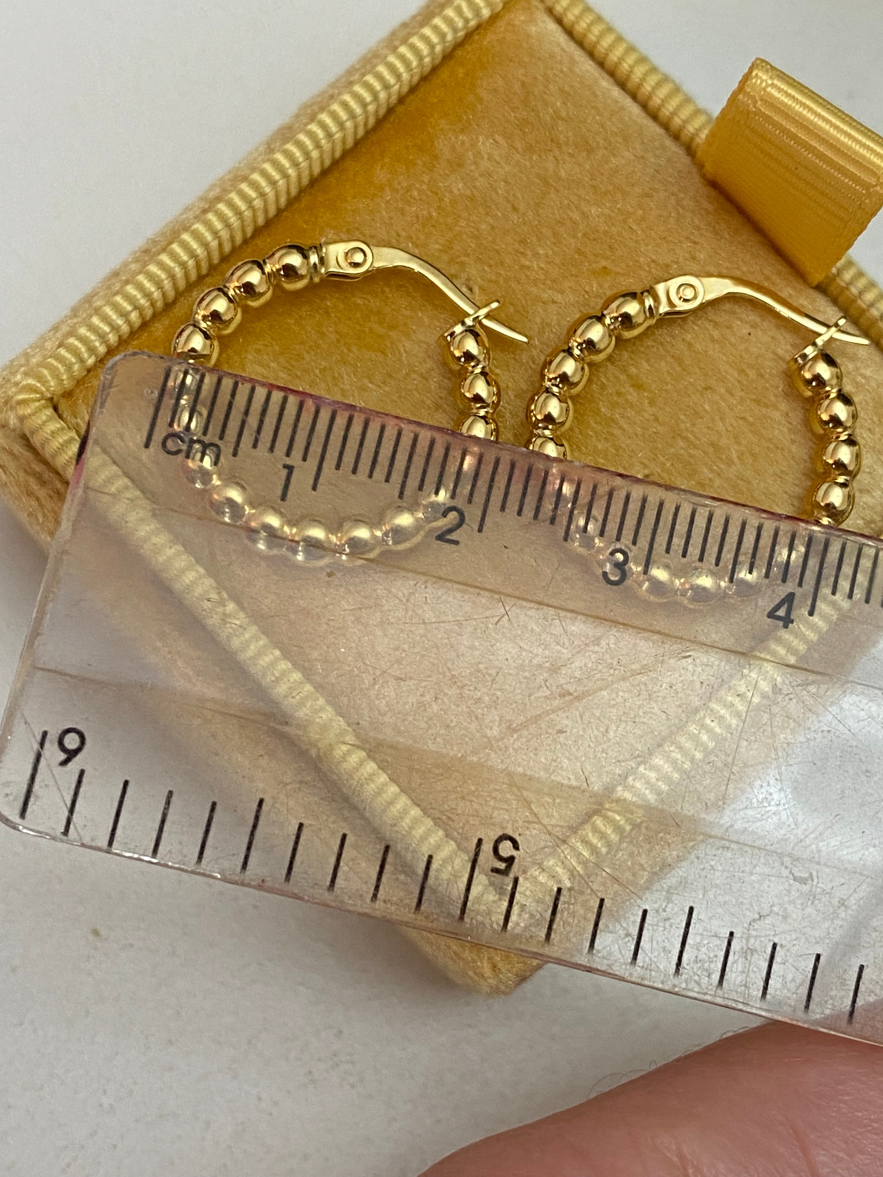 Beautiful Beaded Ball Hoop Earrings in 9ct Yellow Gold