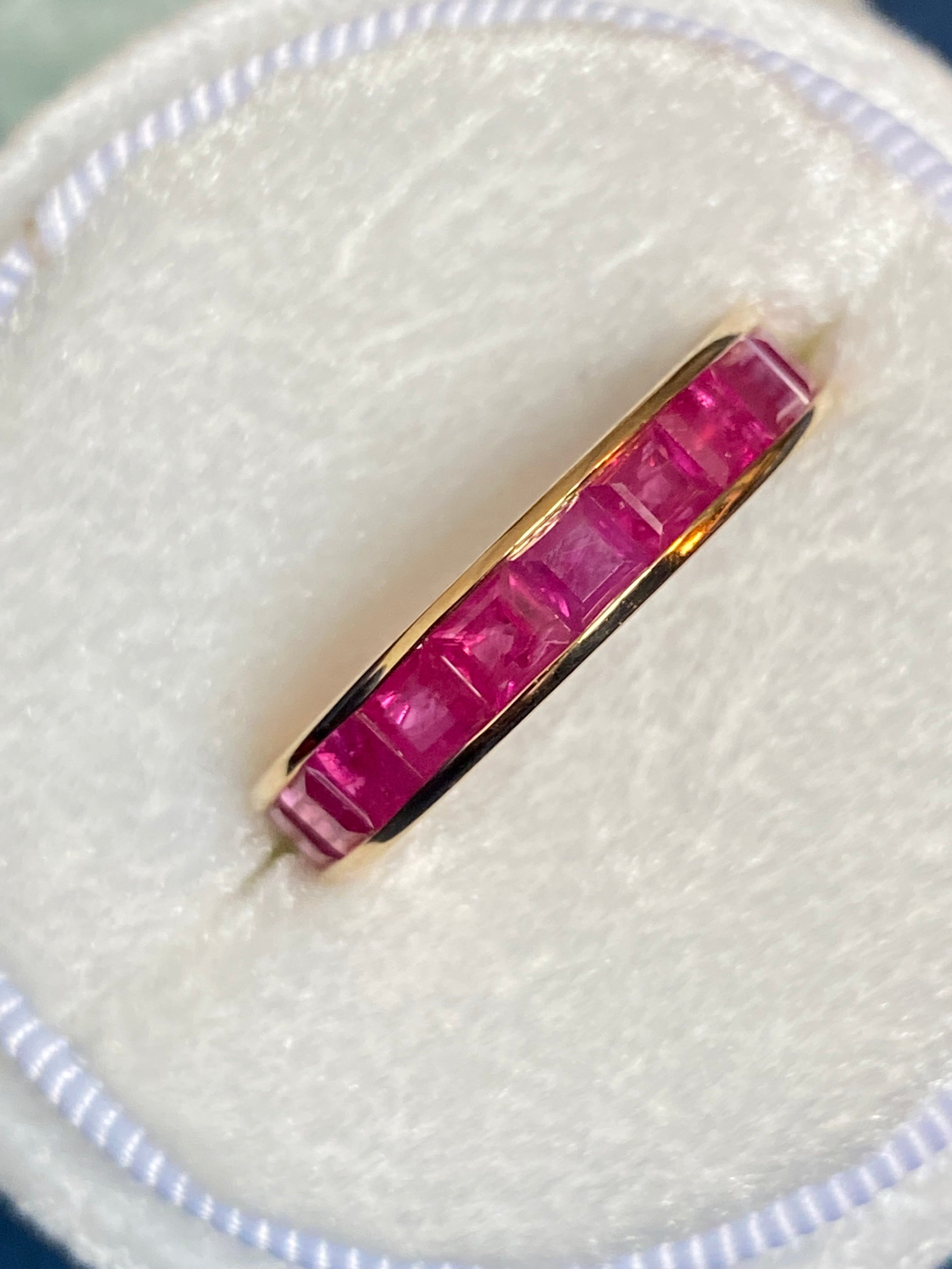 2.03ctw Princess Cut Channel Set Ruby in 9ct Yellow Gold