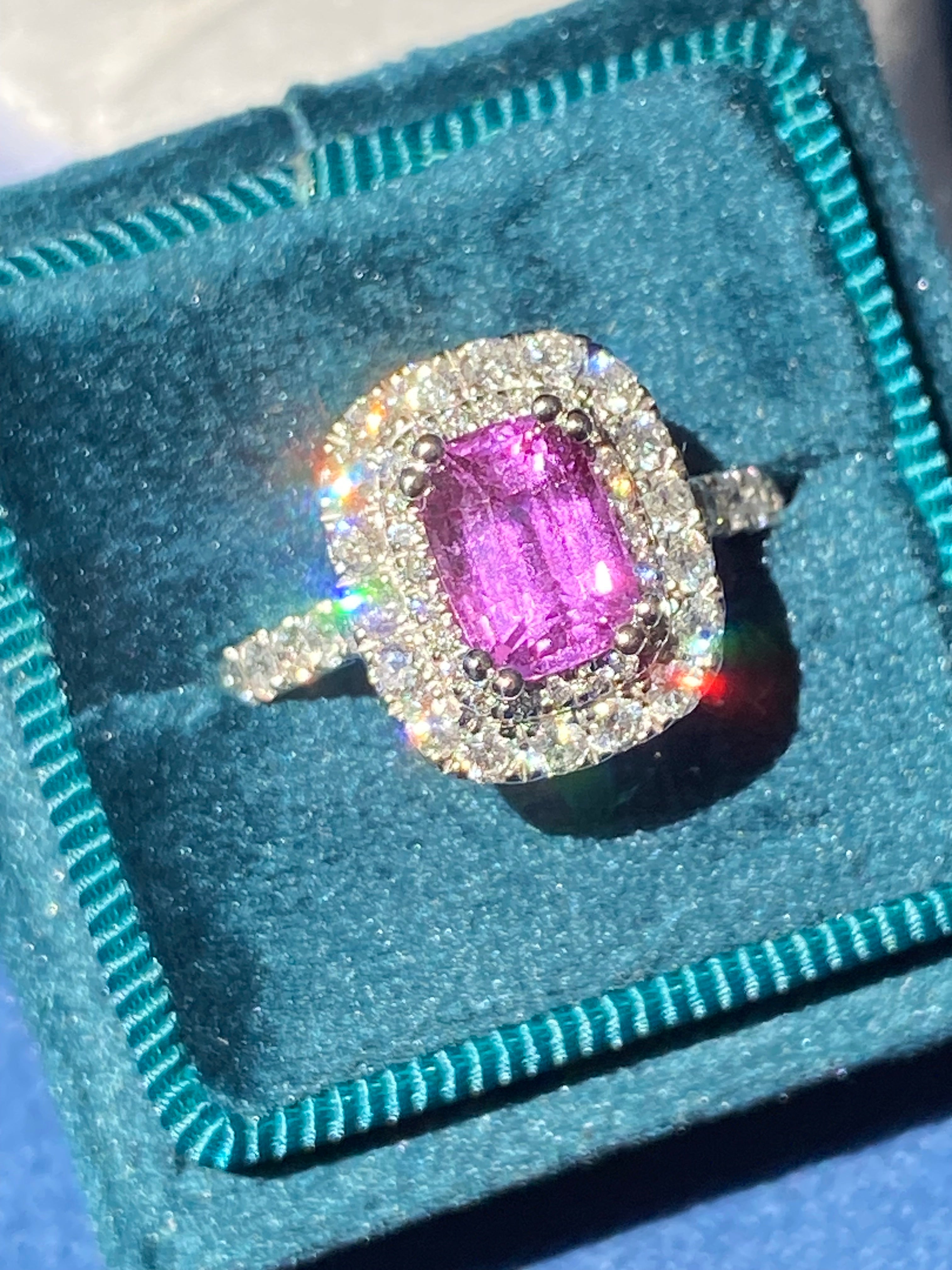 1.95 Carat Purple Sapphire and 0.97ctw Natural Diamond Halo Ring in Platinum