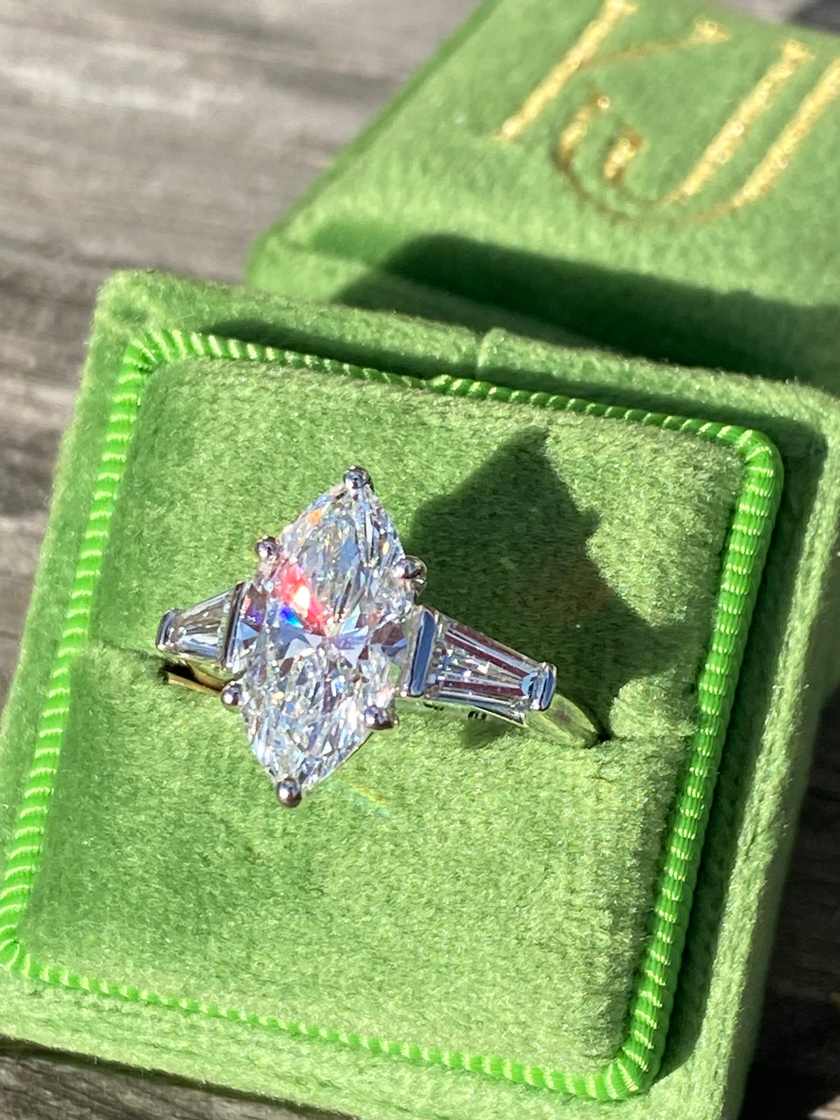3.98 CTW Marquise Cut Lab Diamond Engagement Ring in Platinum