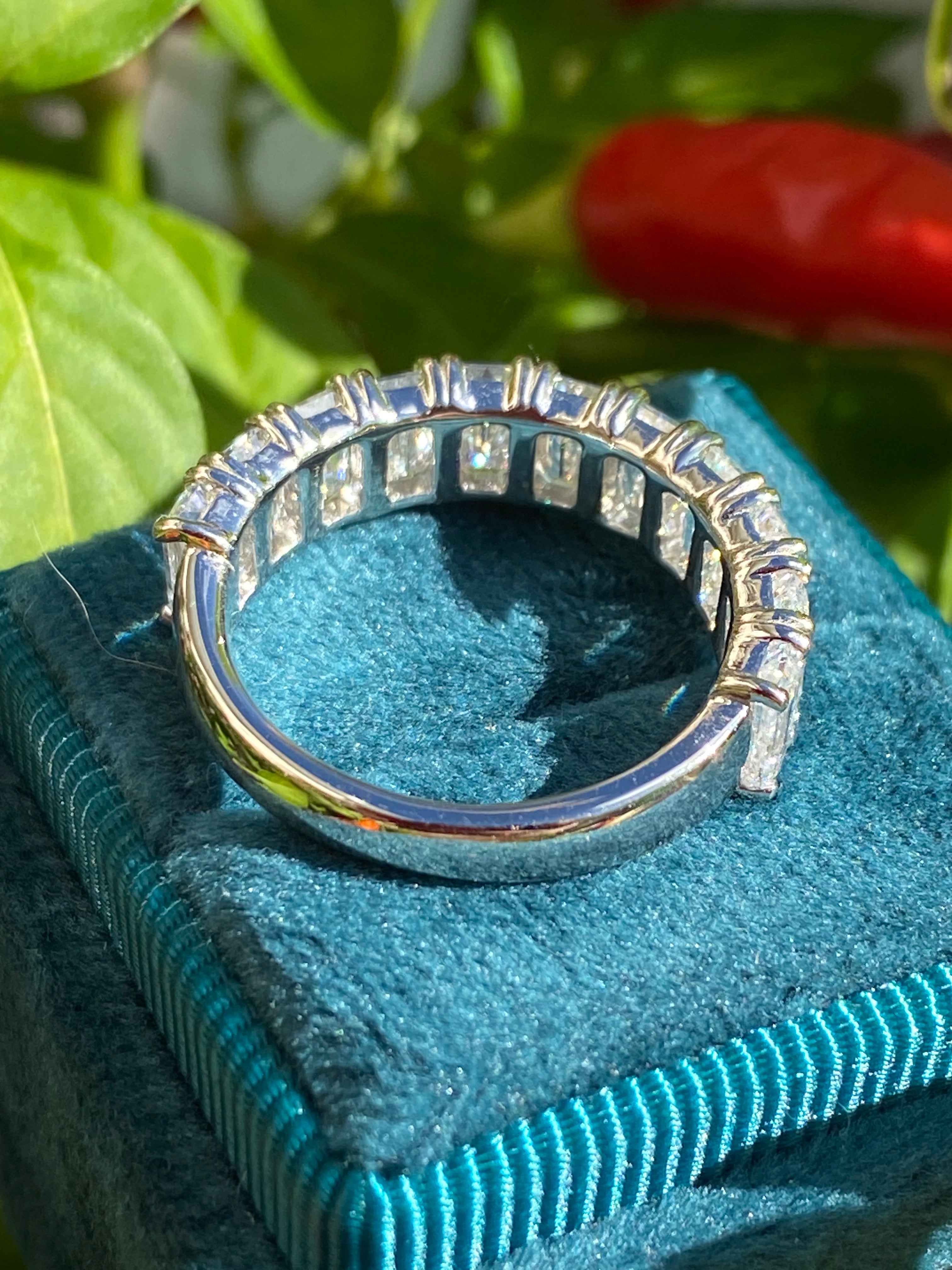 3.46 CTW Emerald Cut Lab Grown Diamond Half Eternity Ring in Platinum