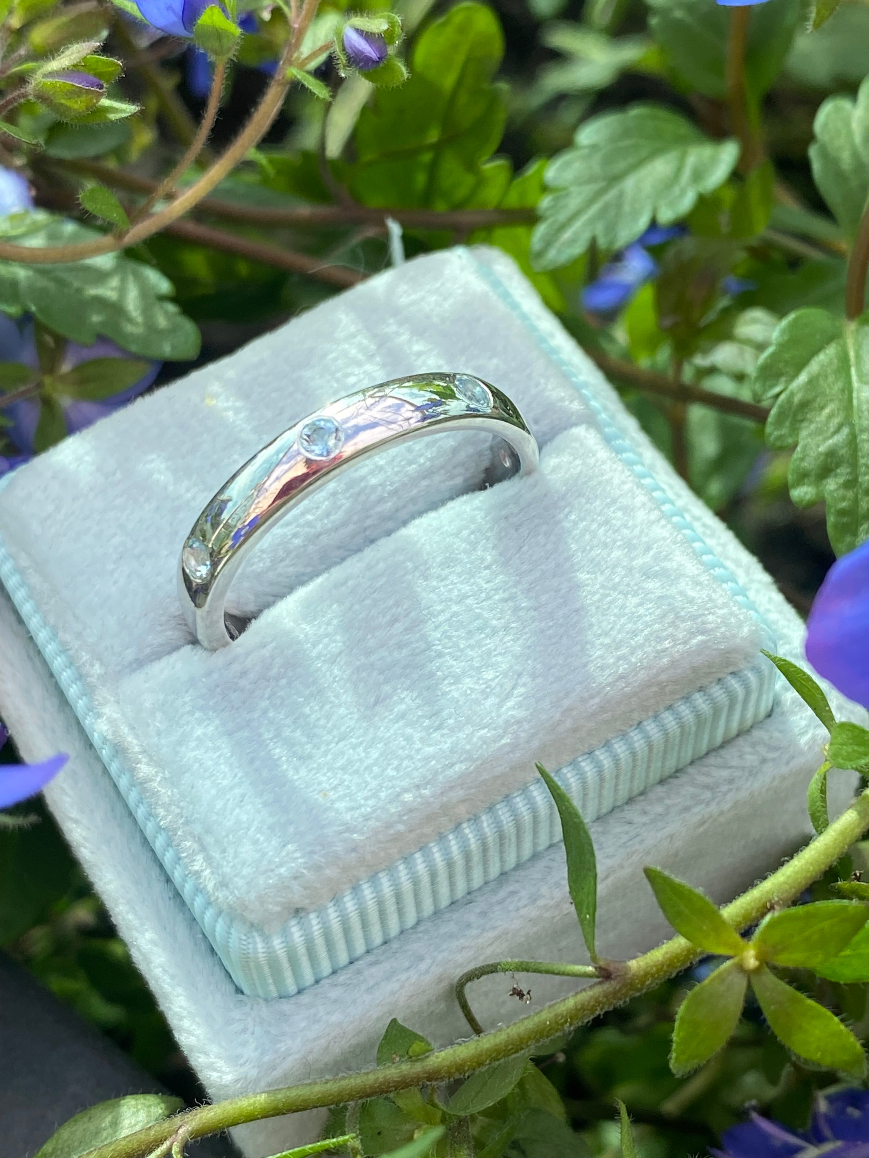 0.21ctw Aquamarine Eternity Stacking Ring
