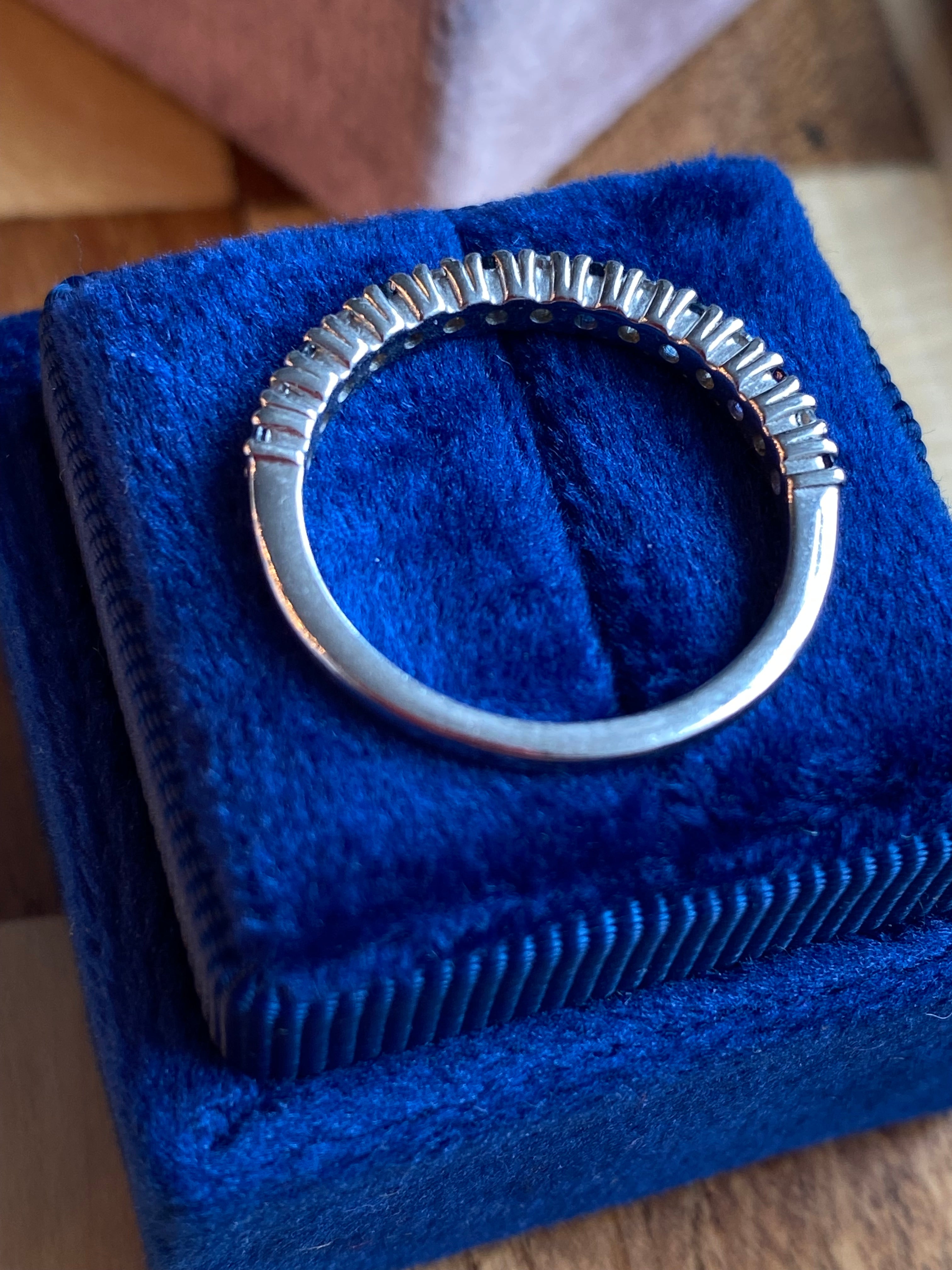 0.47ctw Natural Sapphire and Moissanite Eternity Stacking Ring