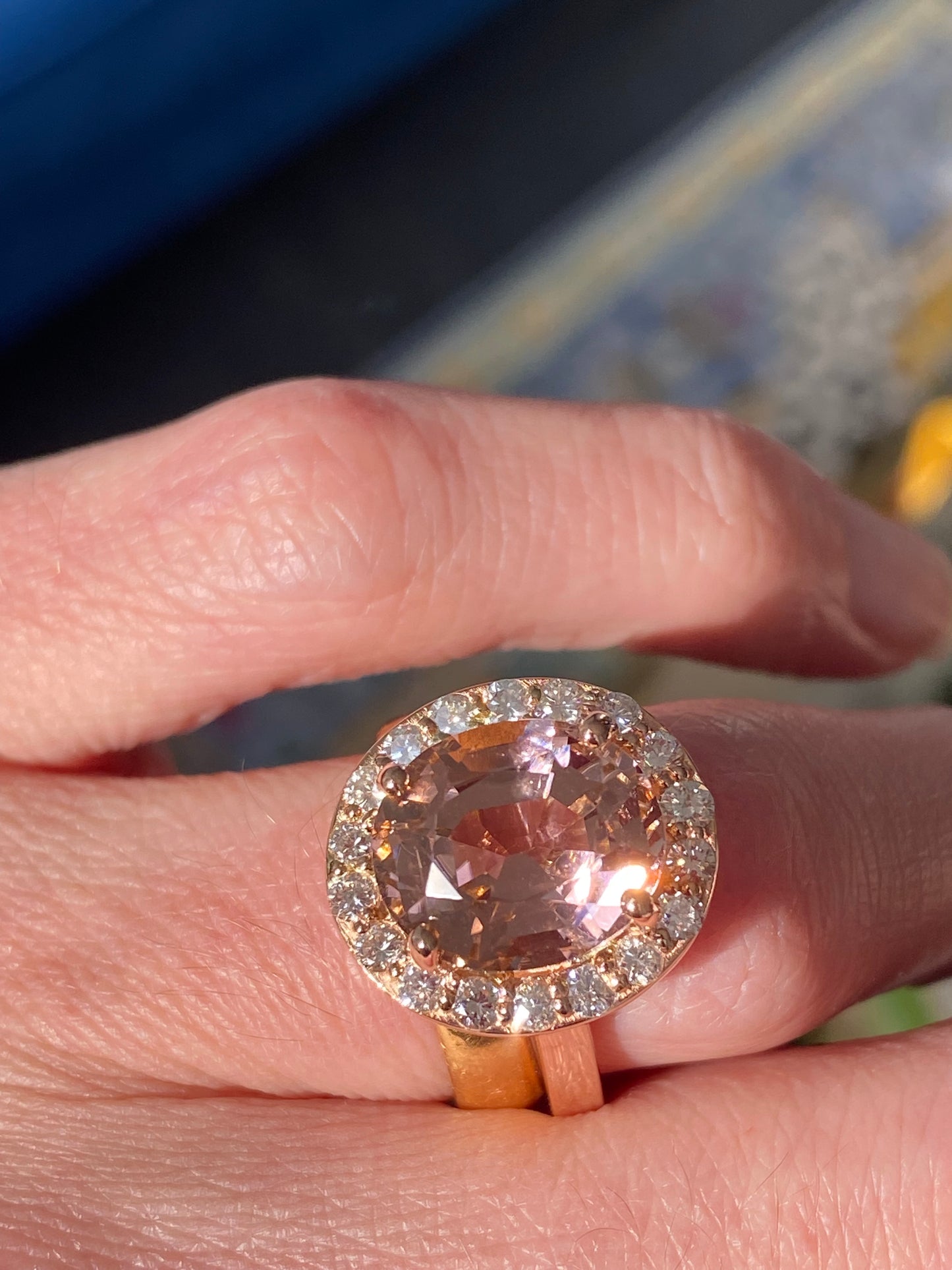 6.00 Carat Oval-Cut Pink Tourmaline and Diamond Halo Ring in 18ct Rose Gold