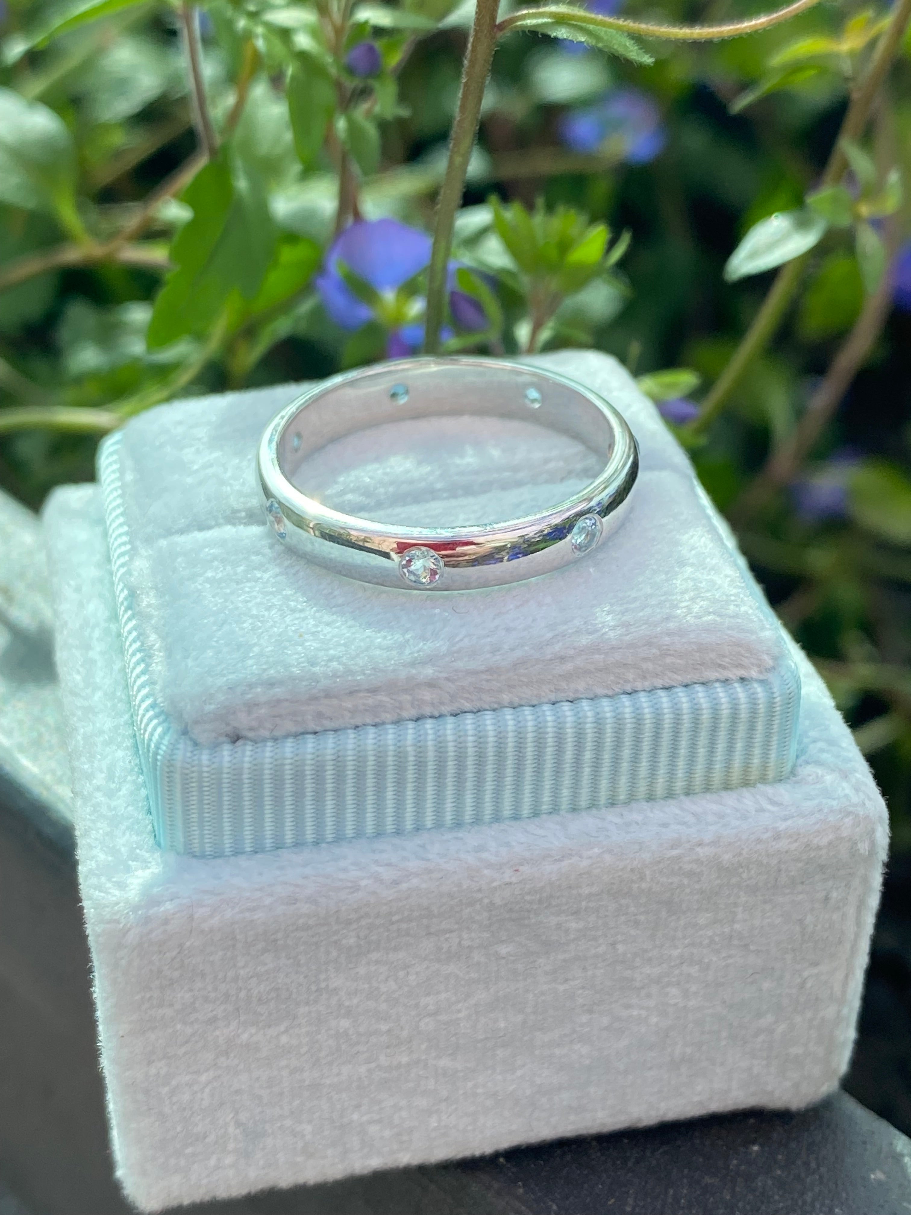 0.21ctw Aquamarine Eternity Stacking Ring
