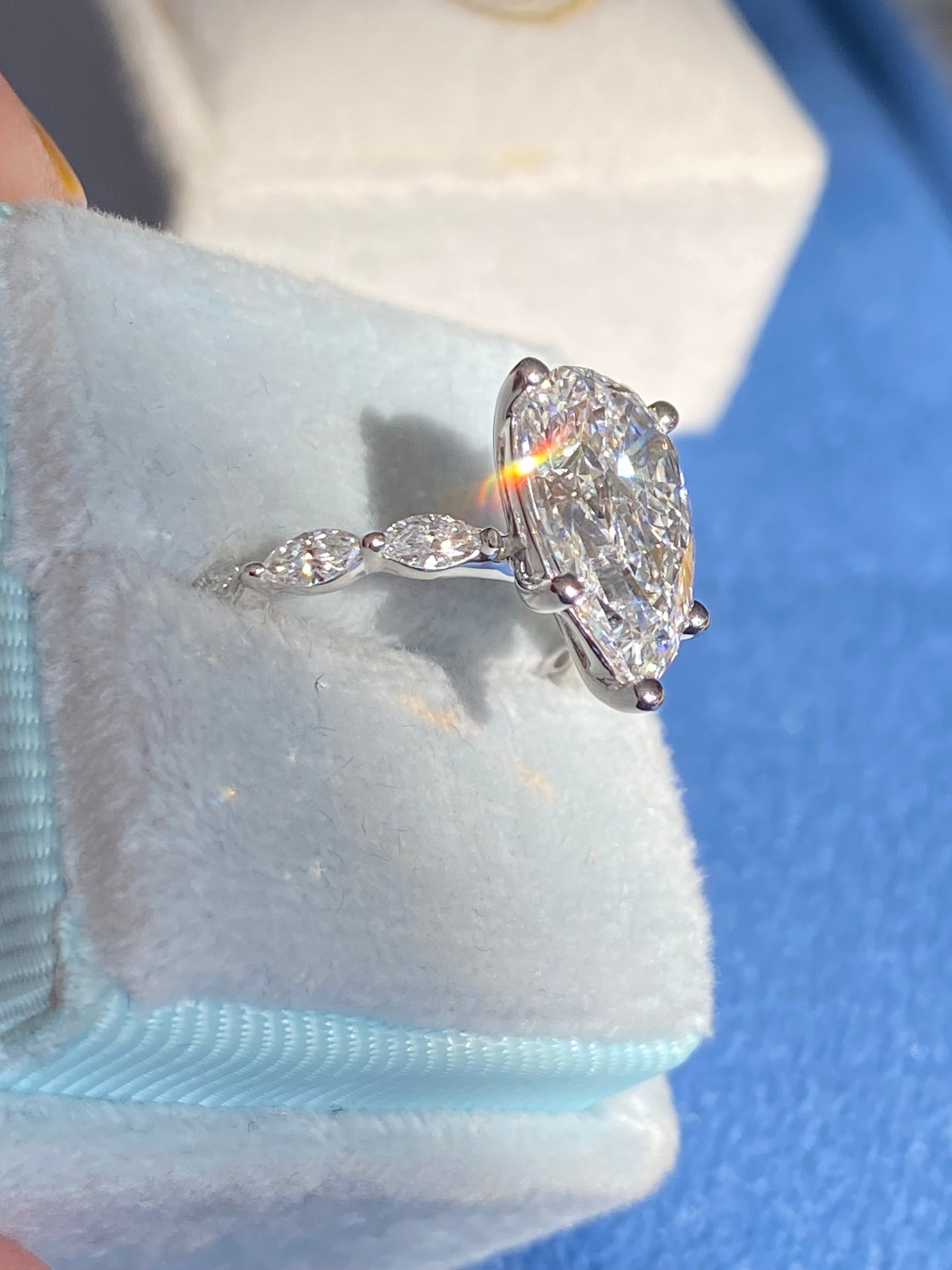 3.05 Carat Pear Cut D Colour Lab Diamond Solitaire Engagement Ring in Platinum