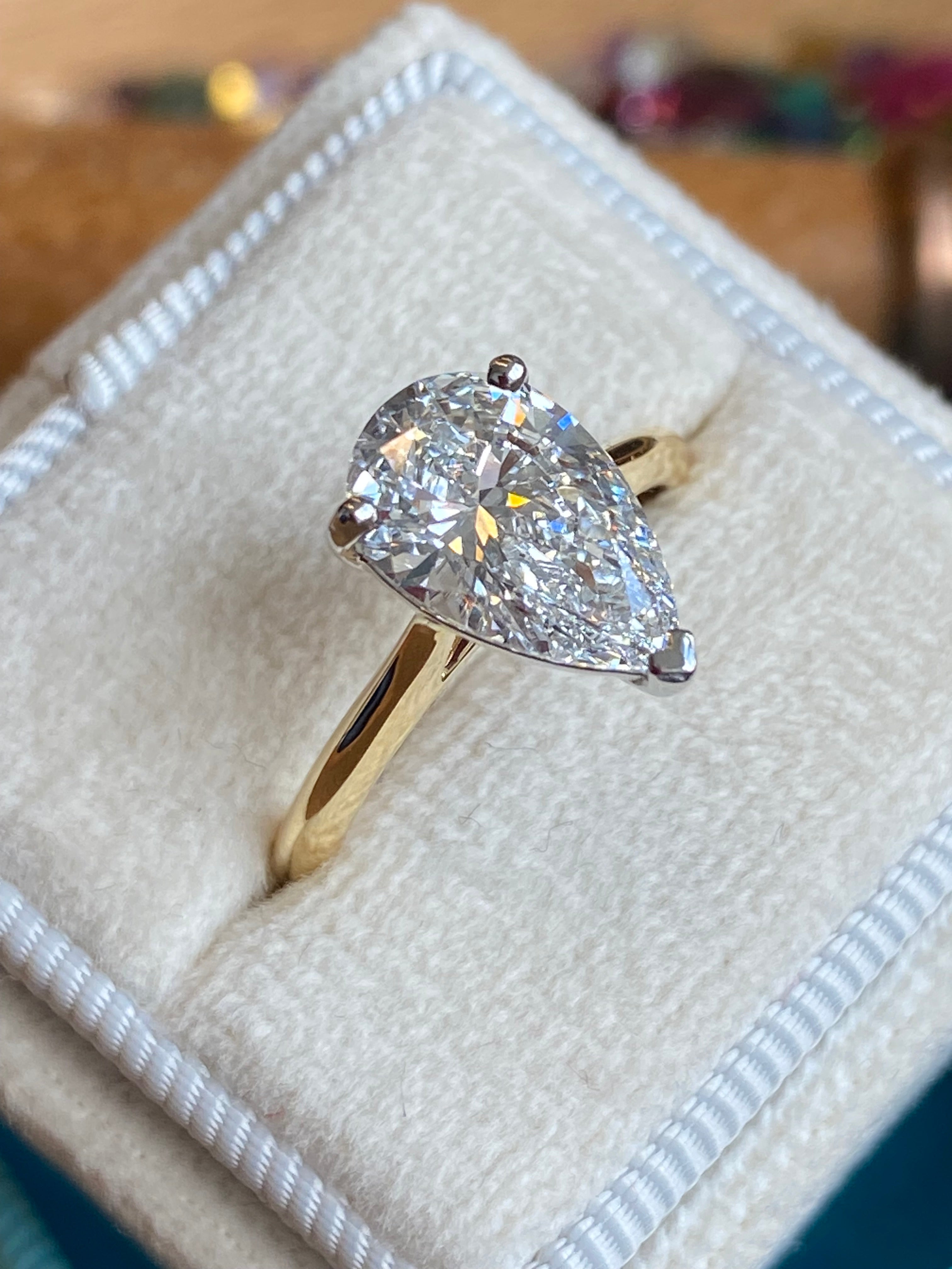 Heritage 2.00 CT + Lab Grown Pear Cut Diamond Solitaire Engagement Ring, at Least E Colour / VVS Clarity