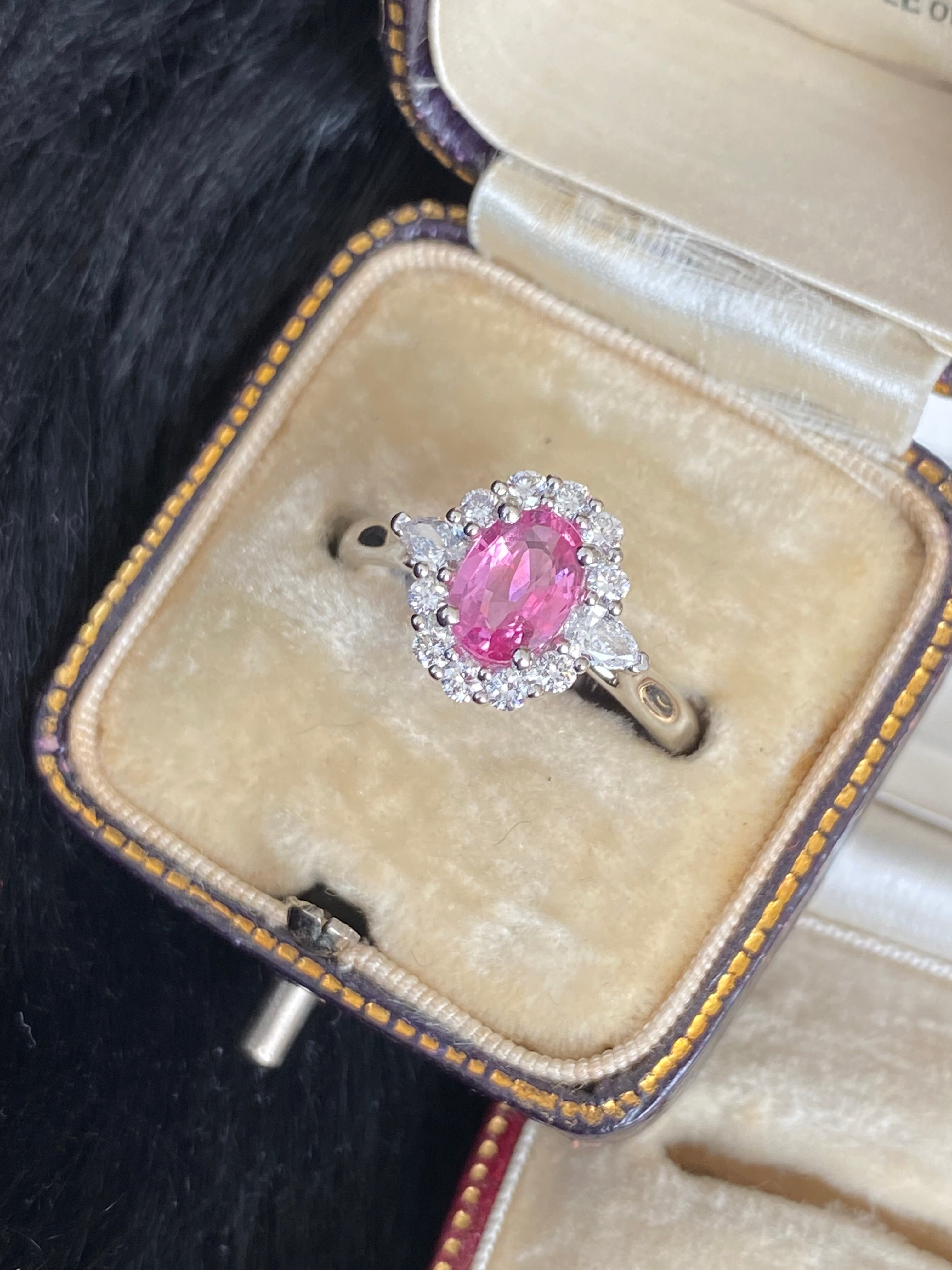 1.46 CTW Pink Sapphire and Natural Diamond Ring in Platinum