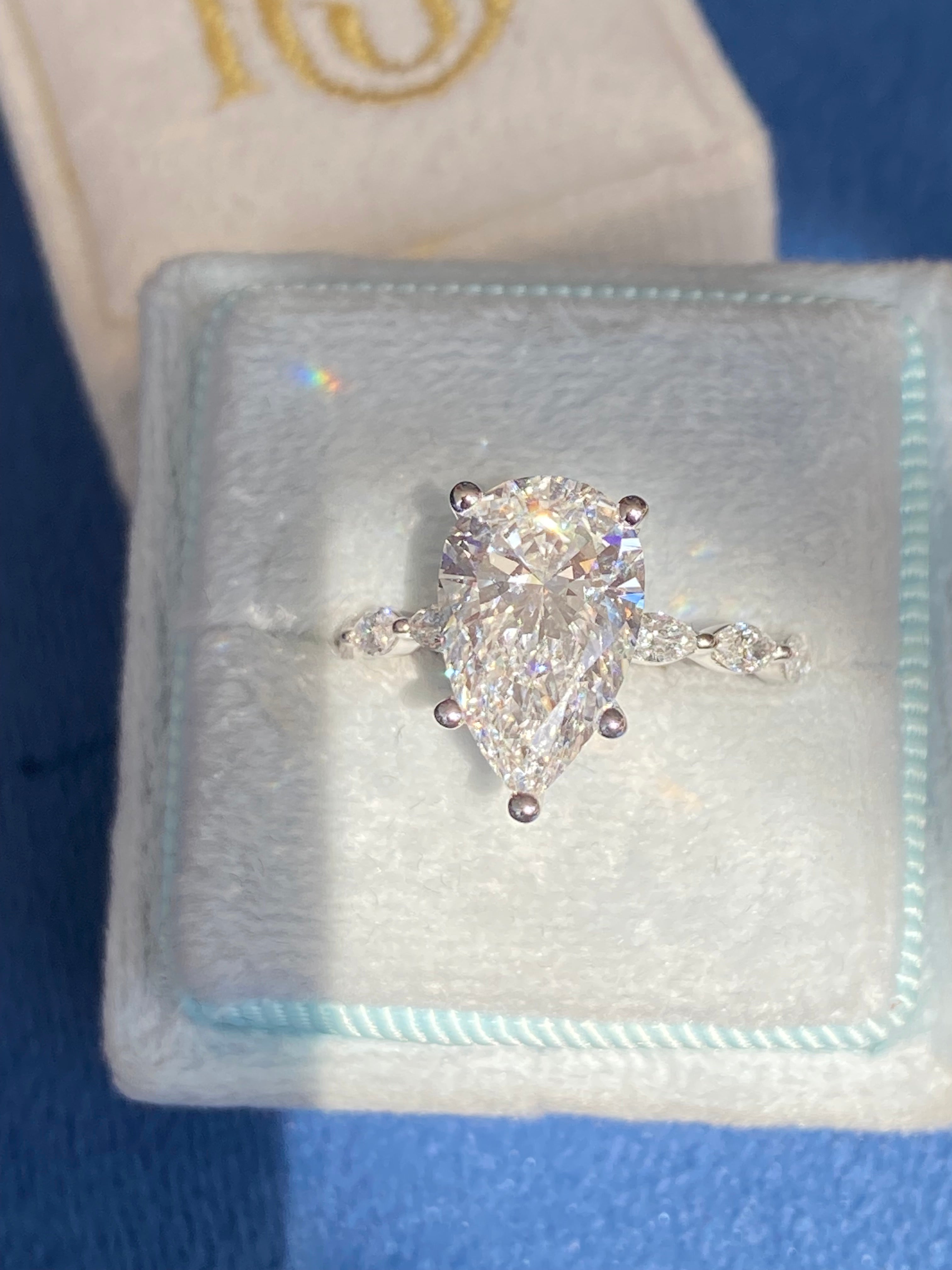 3.05 Carat Pear Cut D Colour Lab Diamond Solitaire Engagement Ring in Platinum