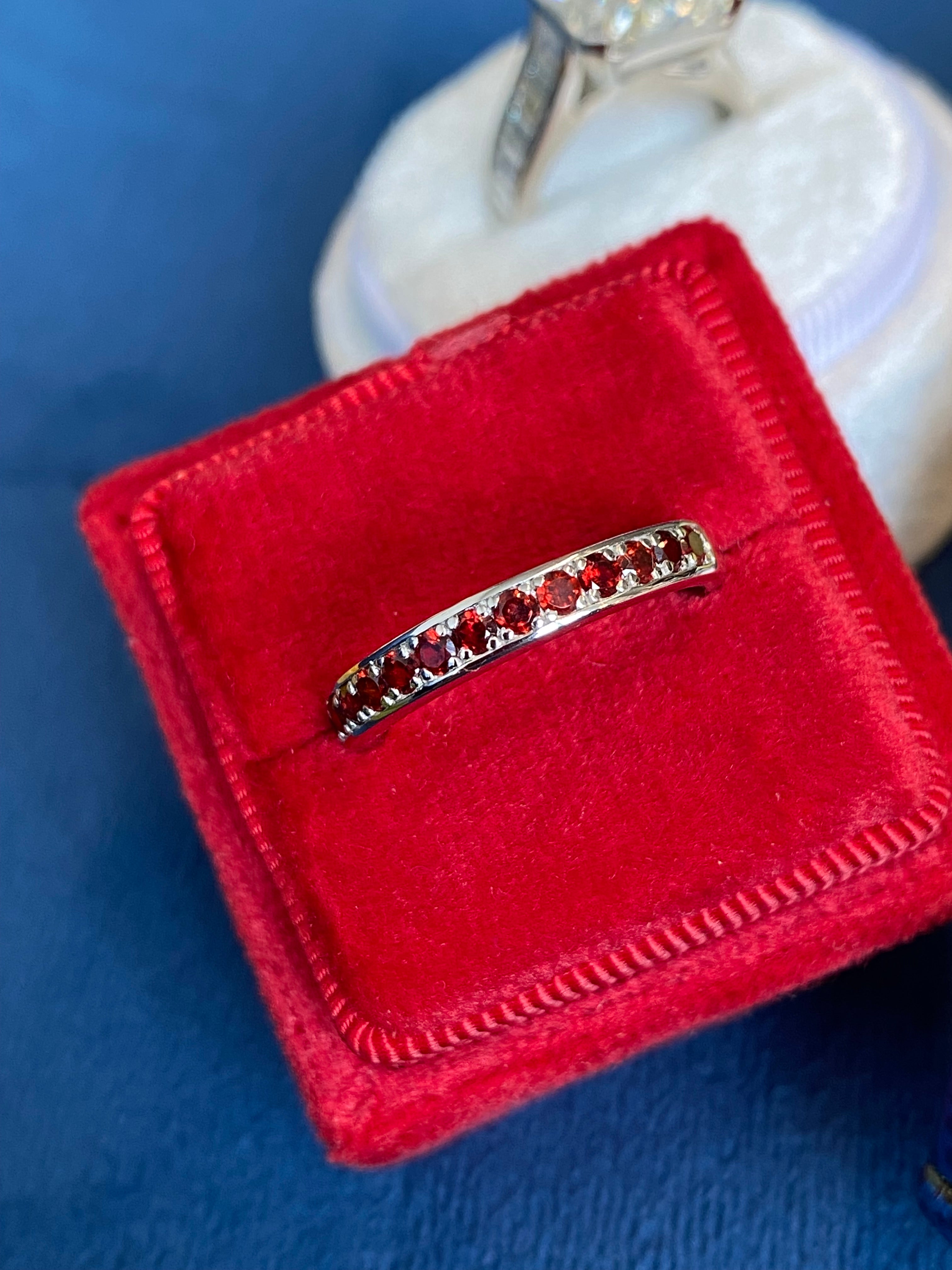 0.50ctw Red Garnet Eternity Stacking Ring in Sterling Silver