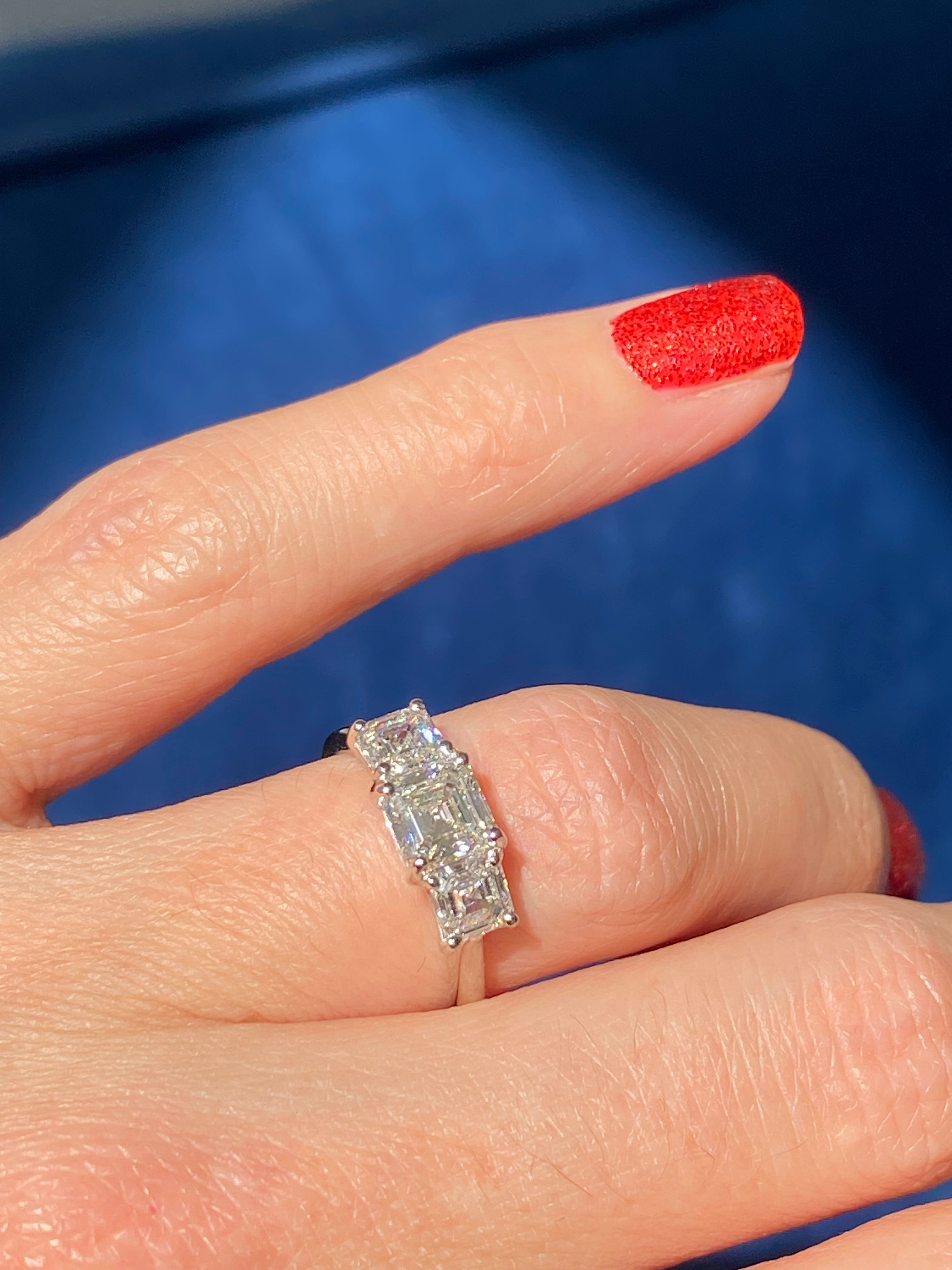 Heritage 2.00 CT + Asscher Cut Lab Grown Diamond Three Stone Trilogy Engagement Ring, at Least F Colour / VVS Clarity