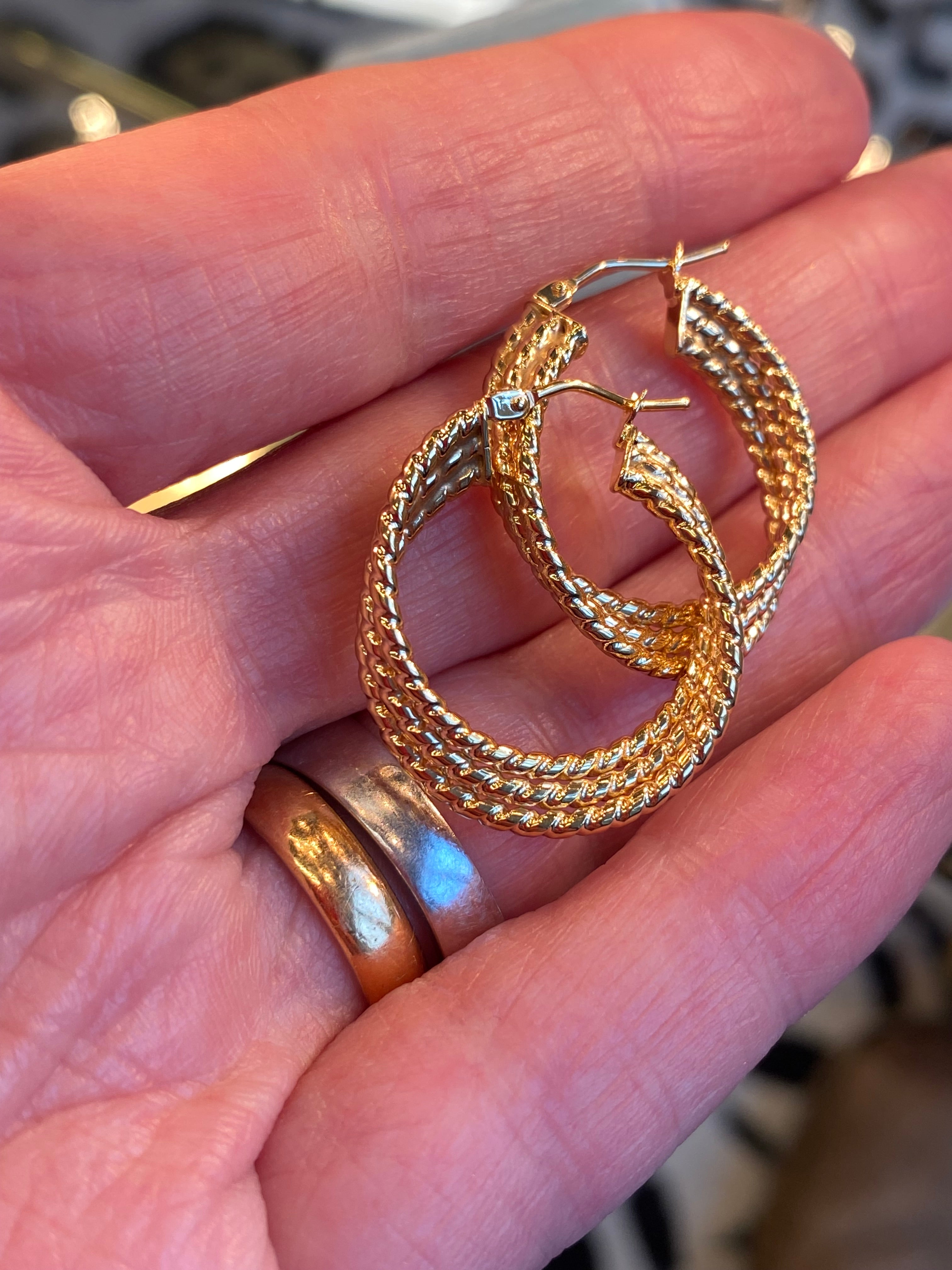 Classic Triple Hoop Earrings in 9ct Yellow Gold