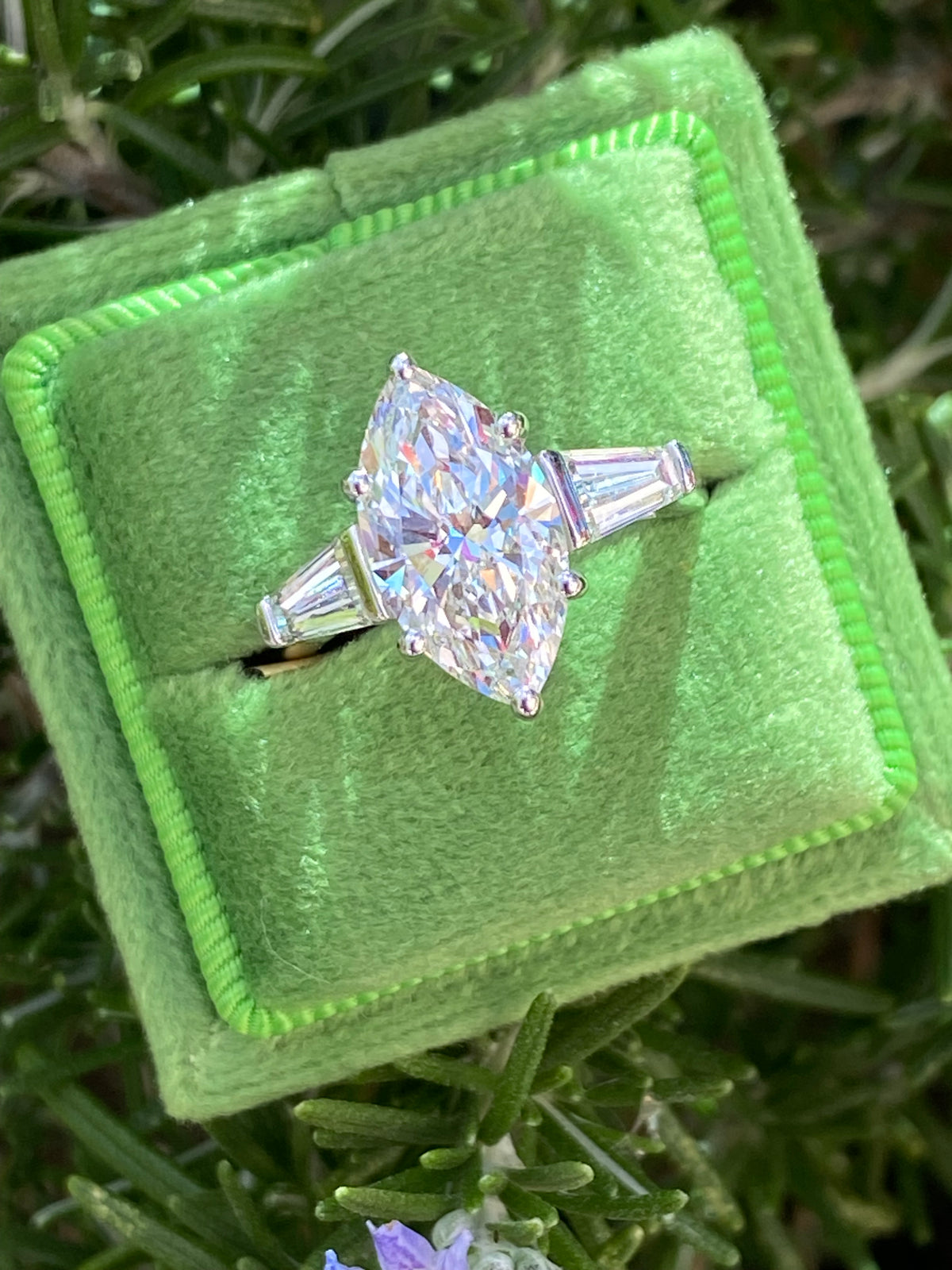 3.98 CTW Marquise Cut Lab Diamond Engagement Ring in Platinum