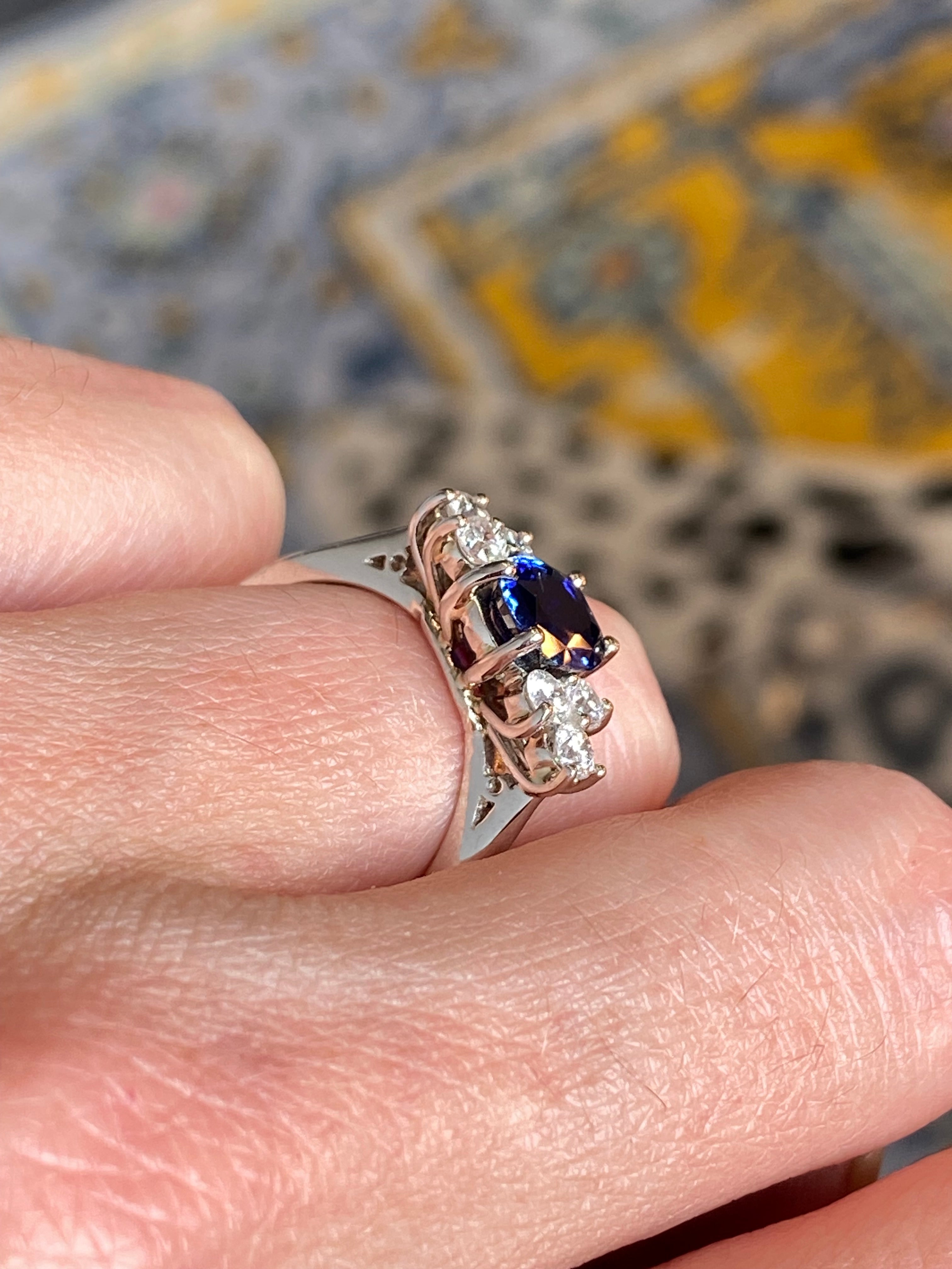 1.92 CTW Blue Ceylon Sapphire and Natural Diamond Trefoil Engagement Ring in Platinum