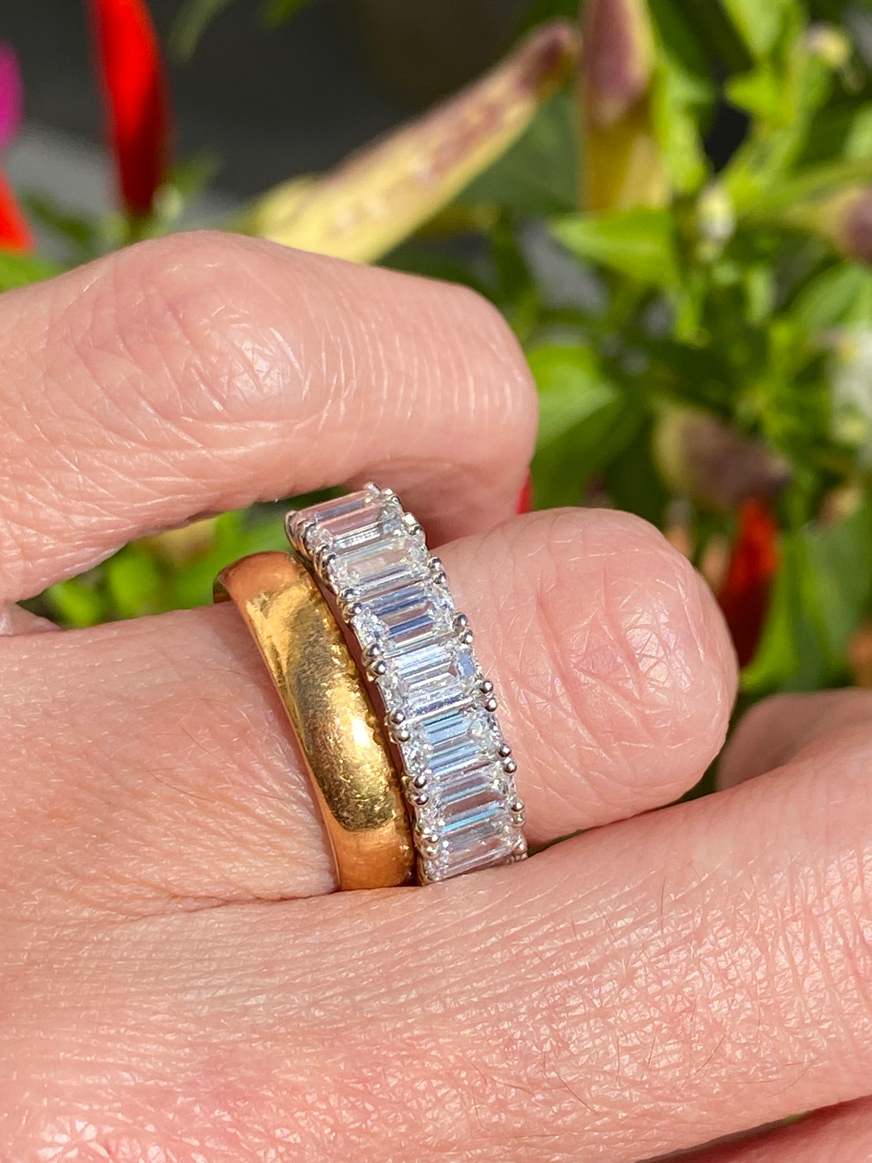 3.46 CTW Emerald Cut Lab Grown Diamond Half Eternity Ring in Platinum