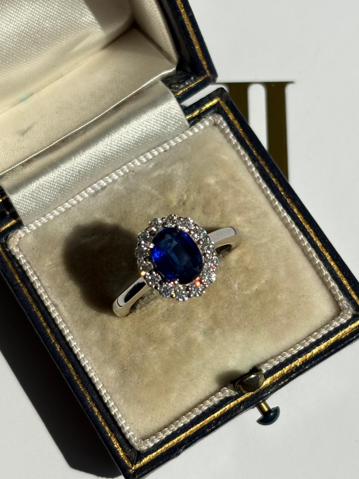 2.00 CTW Oval Cut Kyanite Moissanite Halo Ring in Sterling Silver