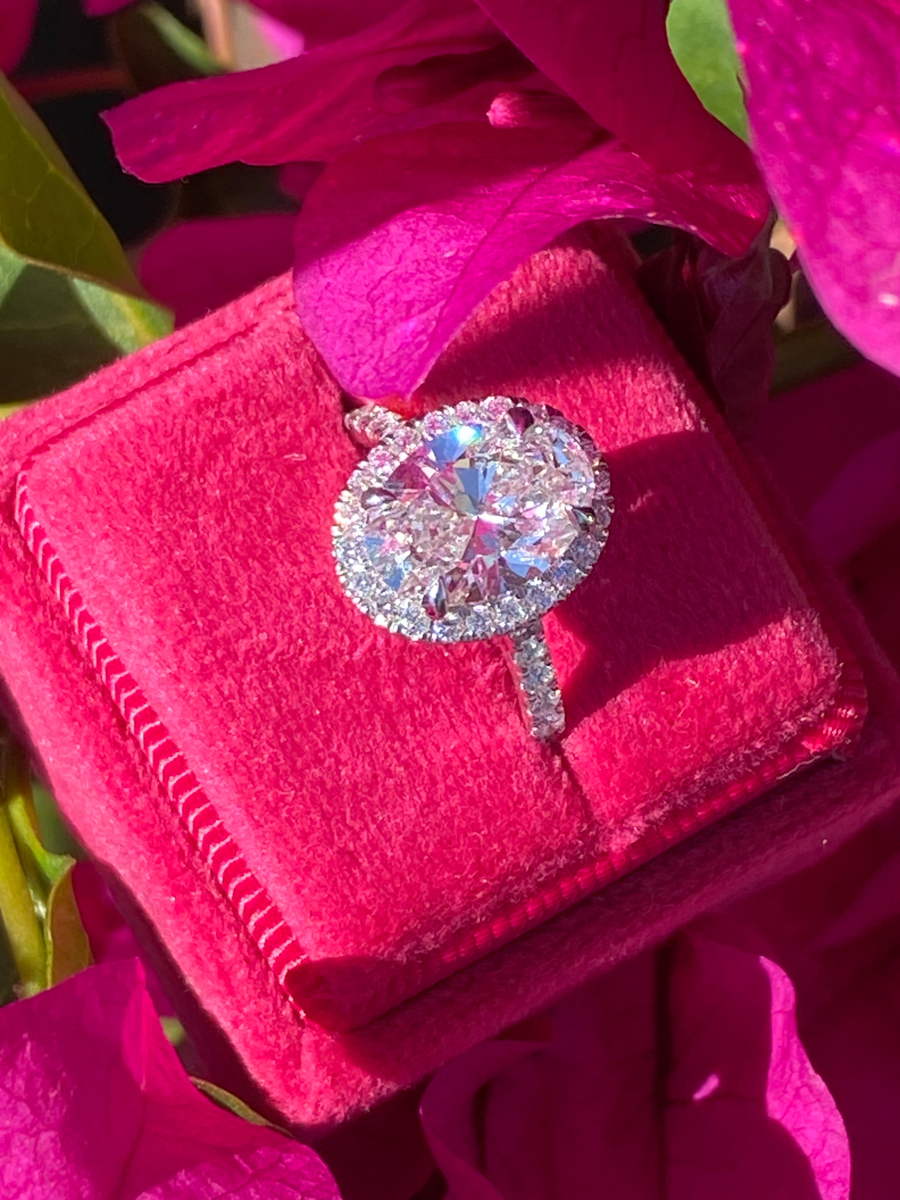 3.58 CTW Oval Cut Lab Diamond Halo Engagement Ring in Platinum