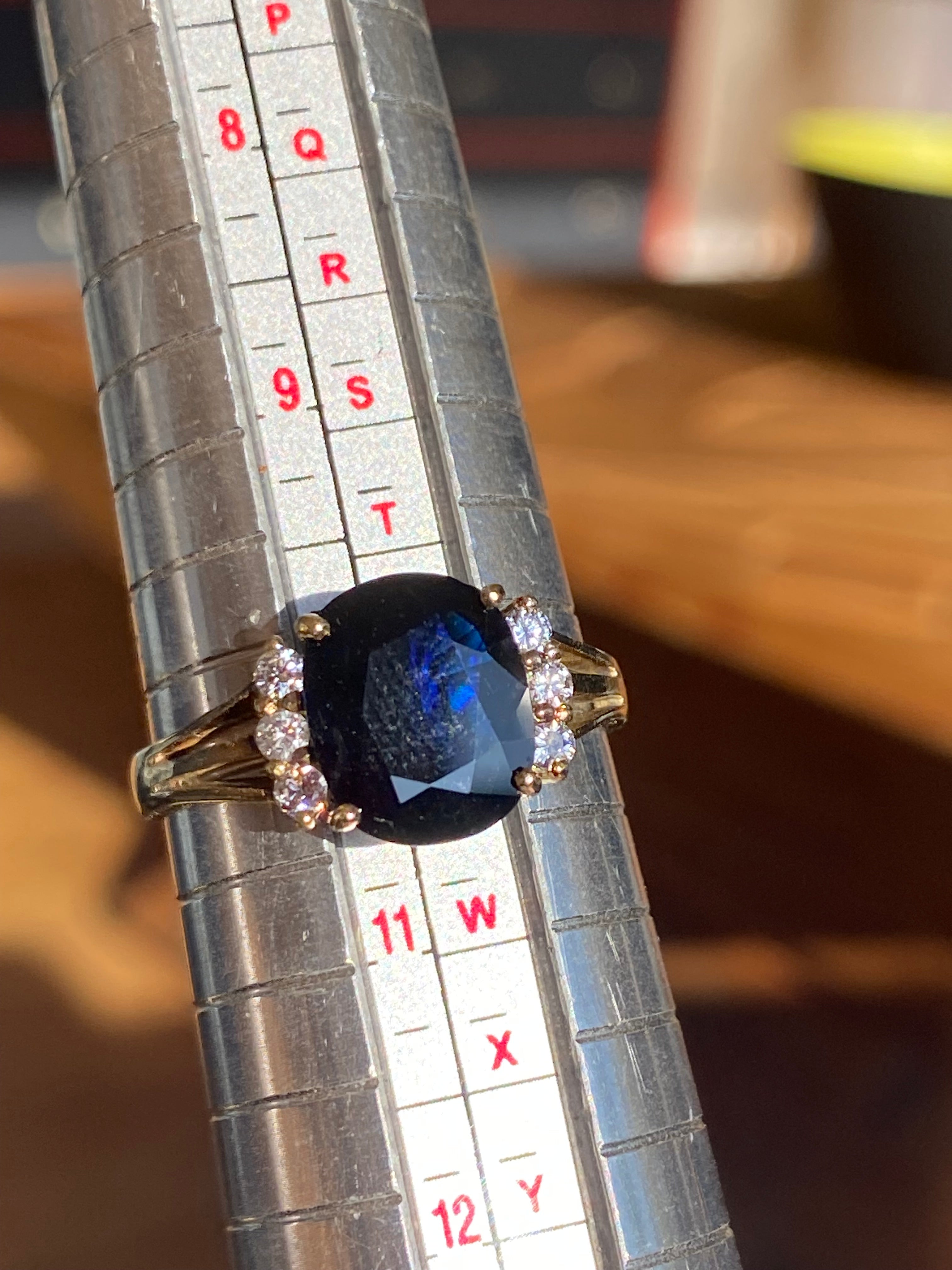 Vintage 3.80 Carat Sapphire and Diamond Ring in 14ct Yellow Gold