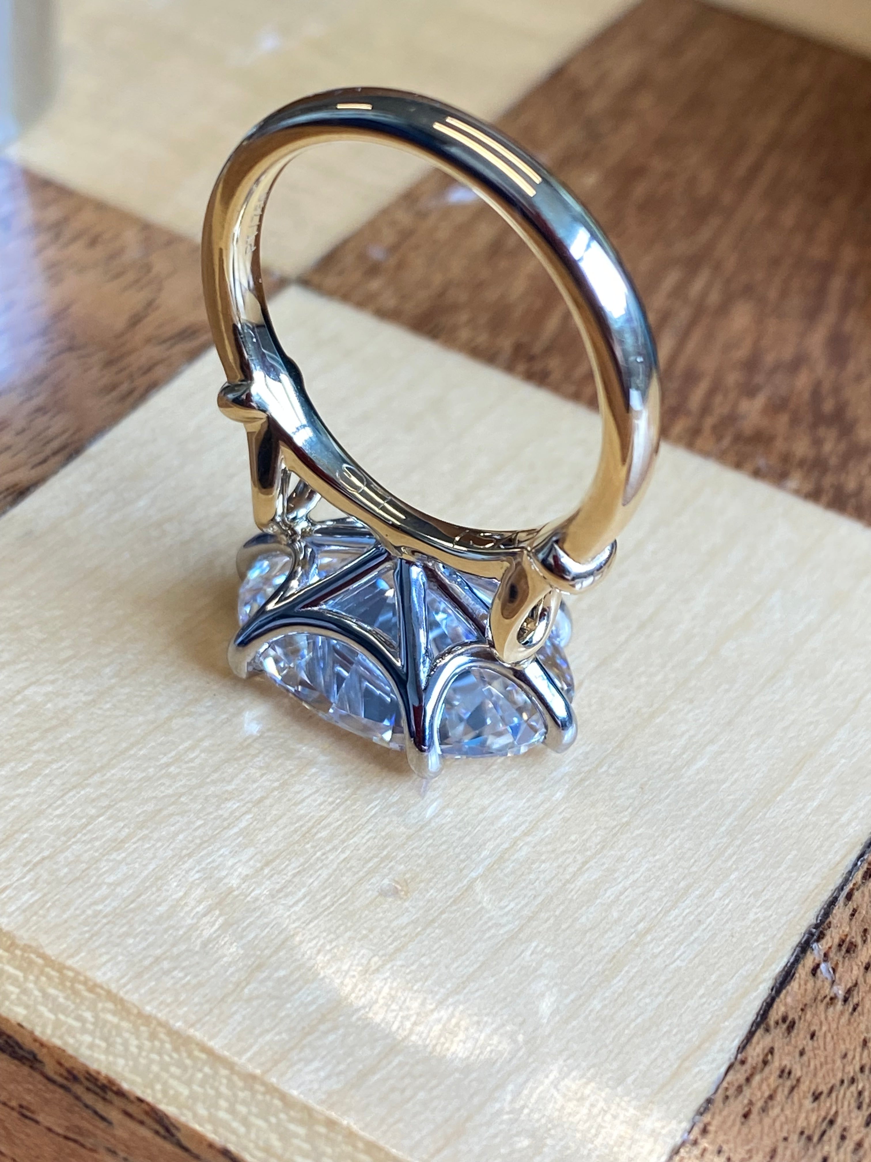 8.01 Carat Oval Cut Lab Diamond East West Solitaire Engagement Ring in 18ct Yellow Gold and Platinum