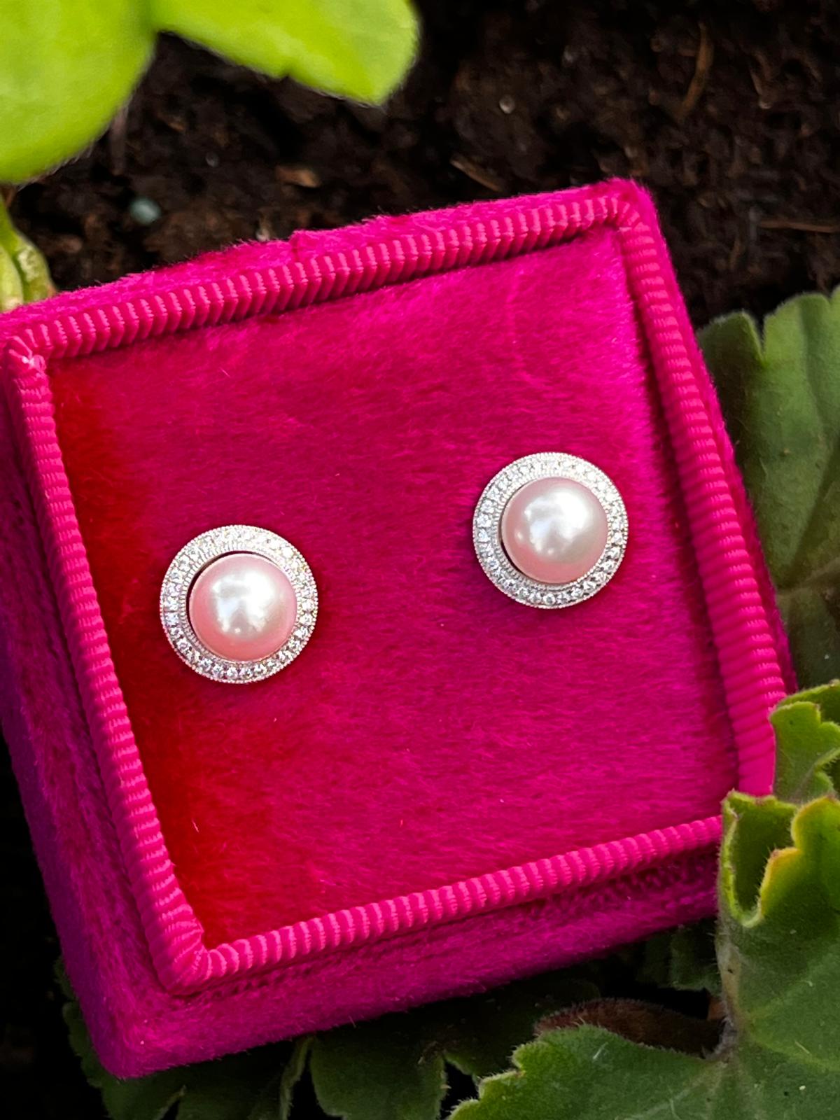 Pearl and Diamond Earrings in 18ct White Gold