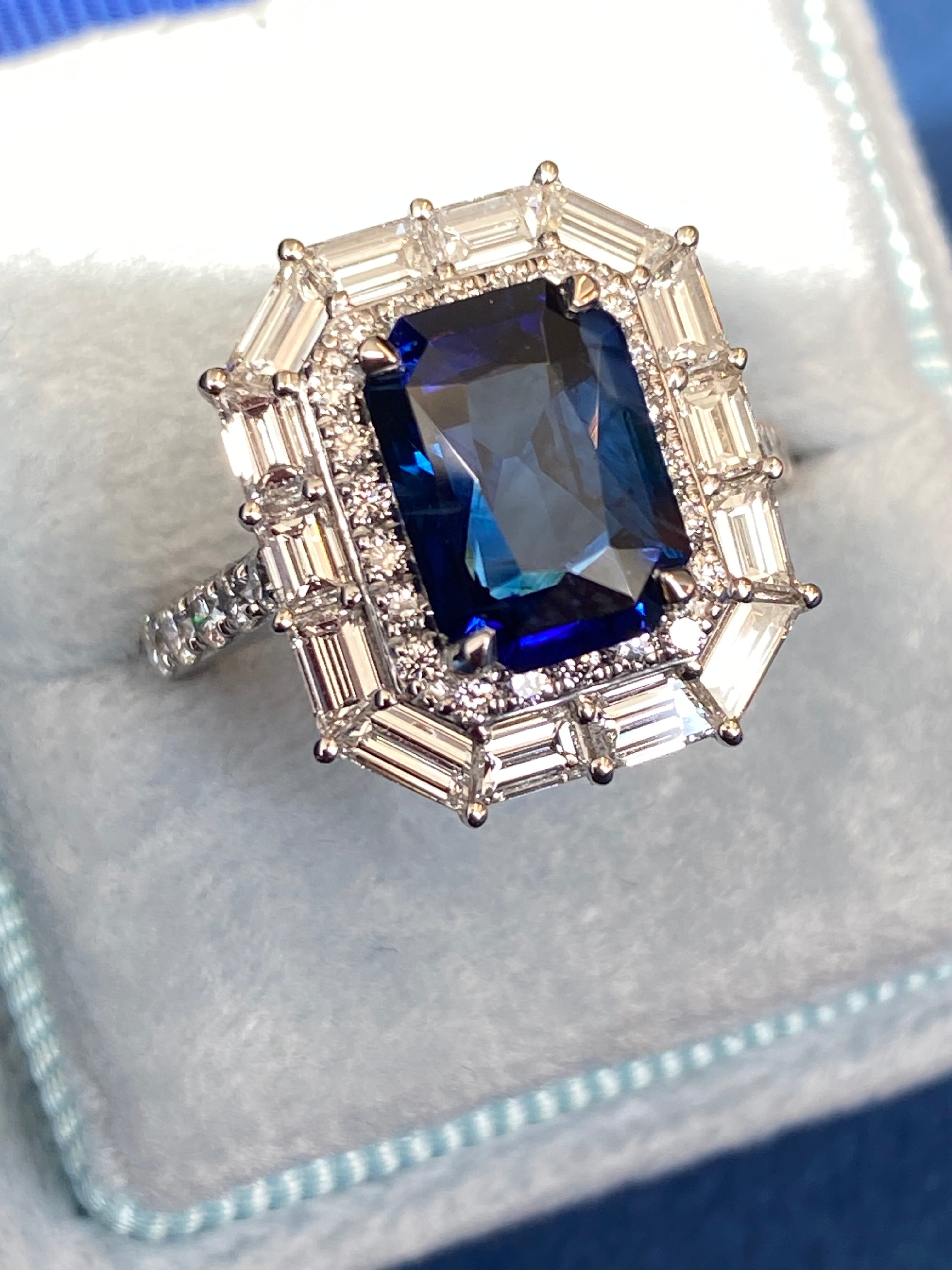 4.58 CTW Ceylon Sapphire and Natural Diamond Ring in Platinum