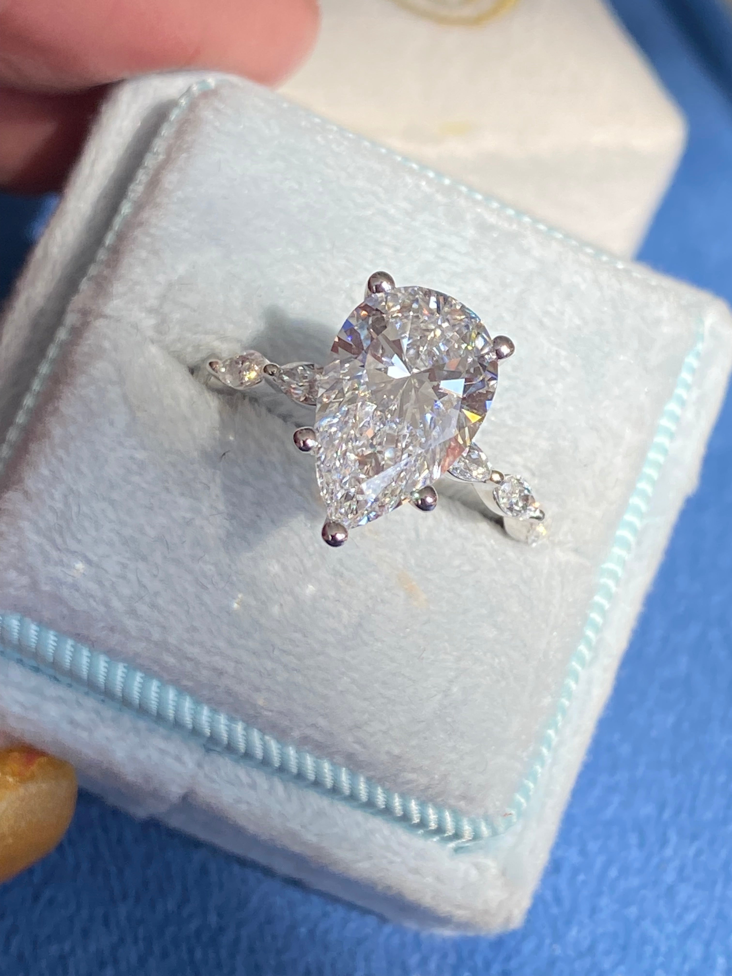 3.05 Carat Pear Cut D Colour Lab Diamond Solitaire Engagement Ring in Platinum
