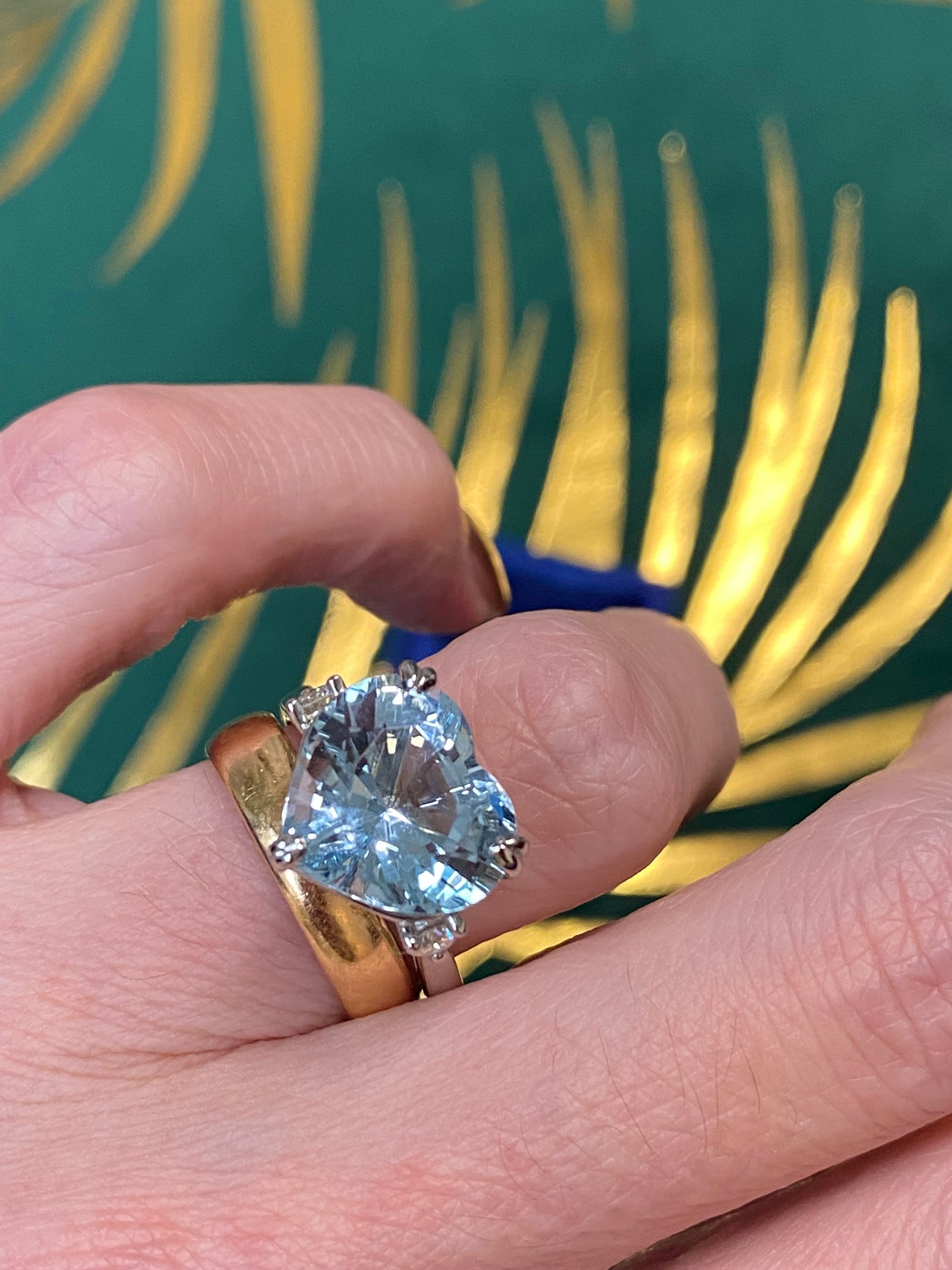 7.50 Carat Heart-Cut Aquamarine and Diamond Ring in Platinum