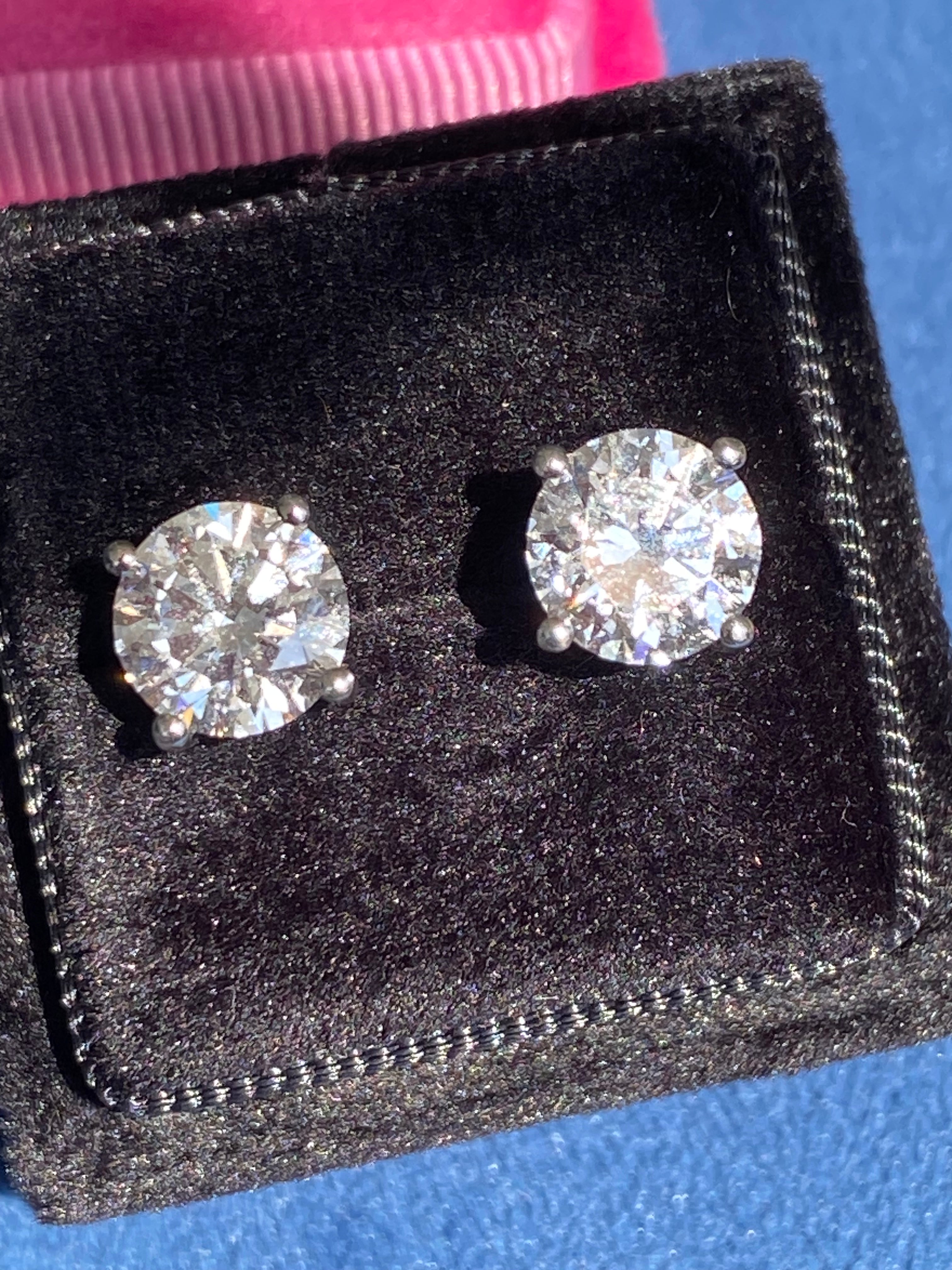4.00 CTW + Lab Grown Diamond Solitaire Stud Earrings, at Least F Colour / VVS Clarity