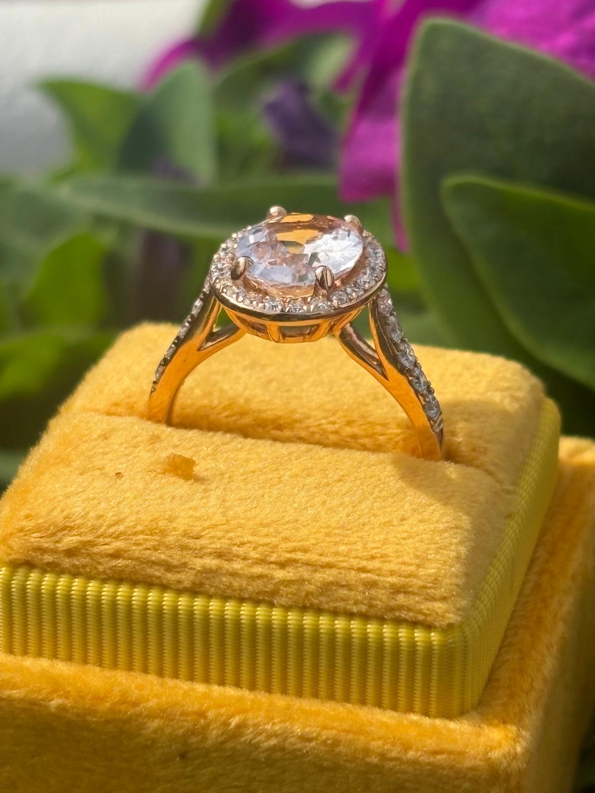 2.63 CTW Morganite and Natural Diamond Ring in 18ct Rose Gold