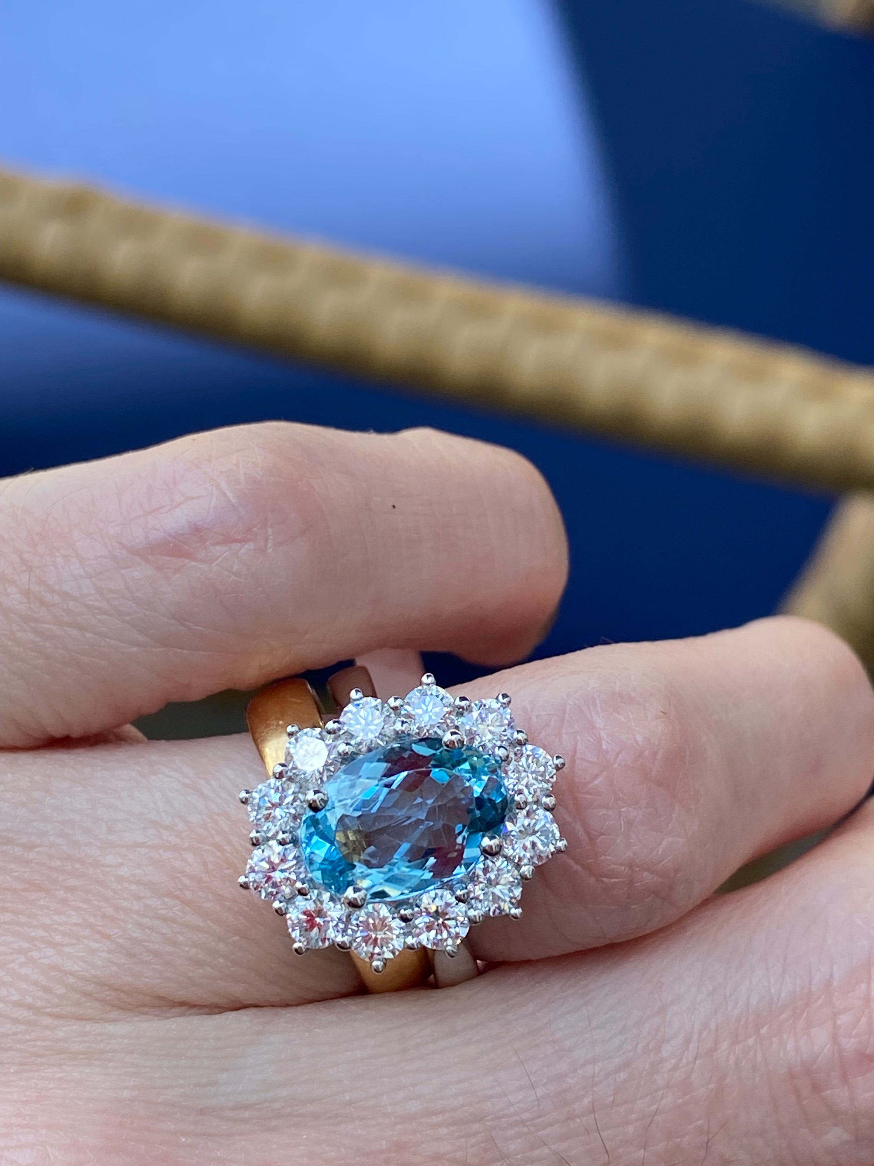 4.32 CTW Marquise Cut Aquamarine and Natural Diamond Halo Engagement Ring in Platinum