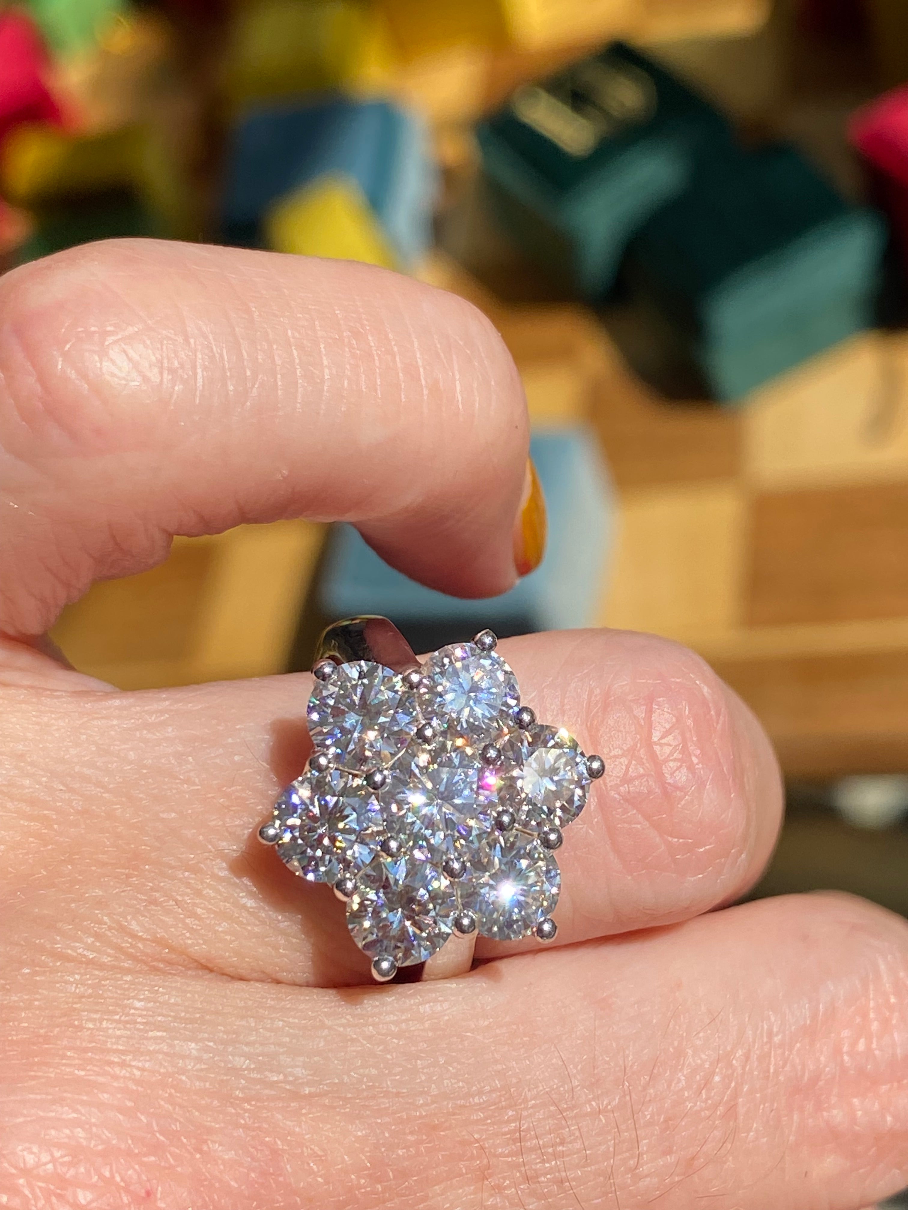 4.00 CTW Moissanite Daisy Cluster Halo Engagement Ring in Sterling Silver