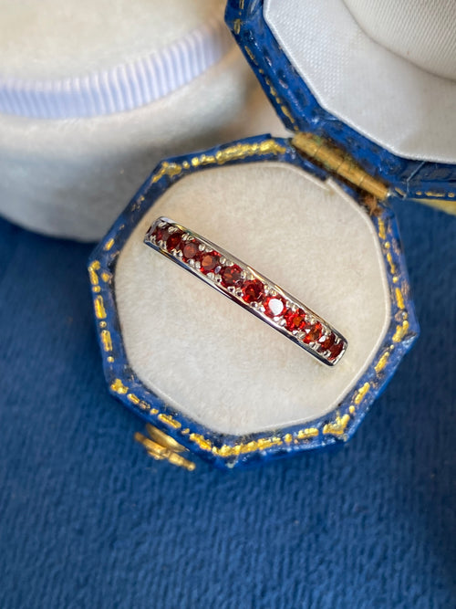 0.50ctw Red Garnet Eternity Stacking Ring in Sterling Silver
