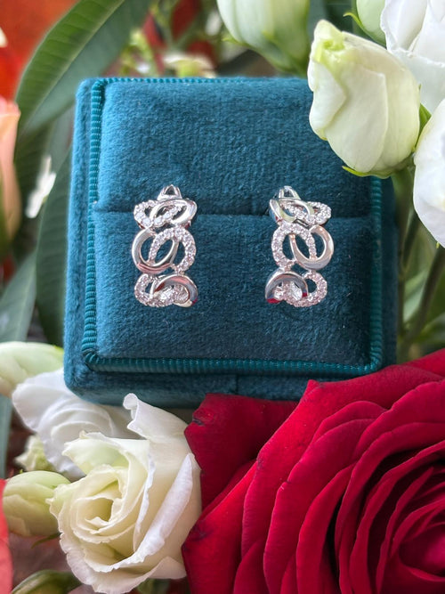 0.38 CTW Natural Diamond Unique Statement Hoop Earrings in 18ct White Gold