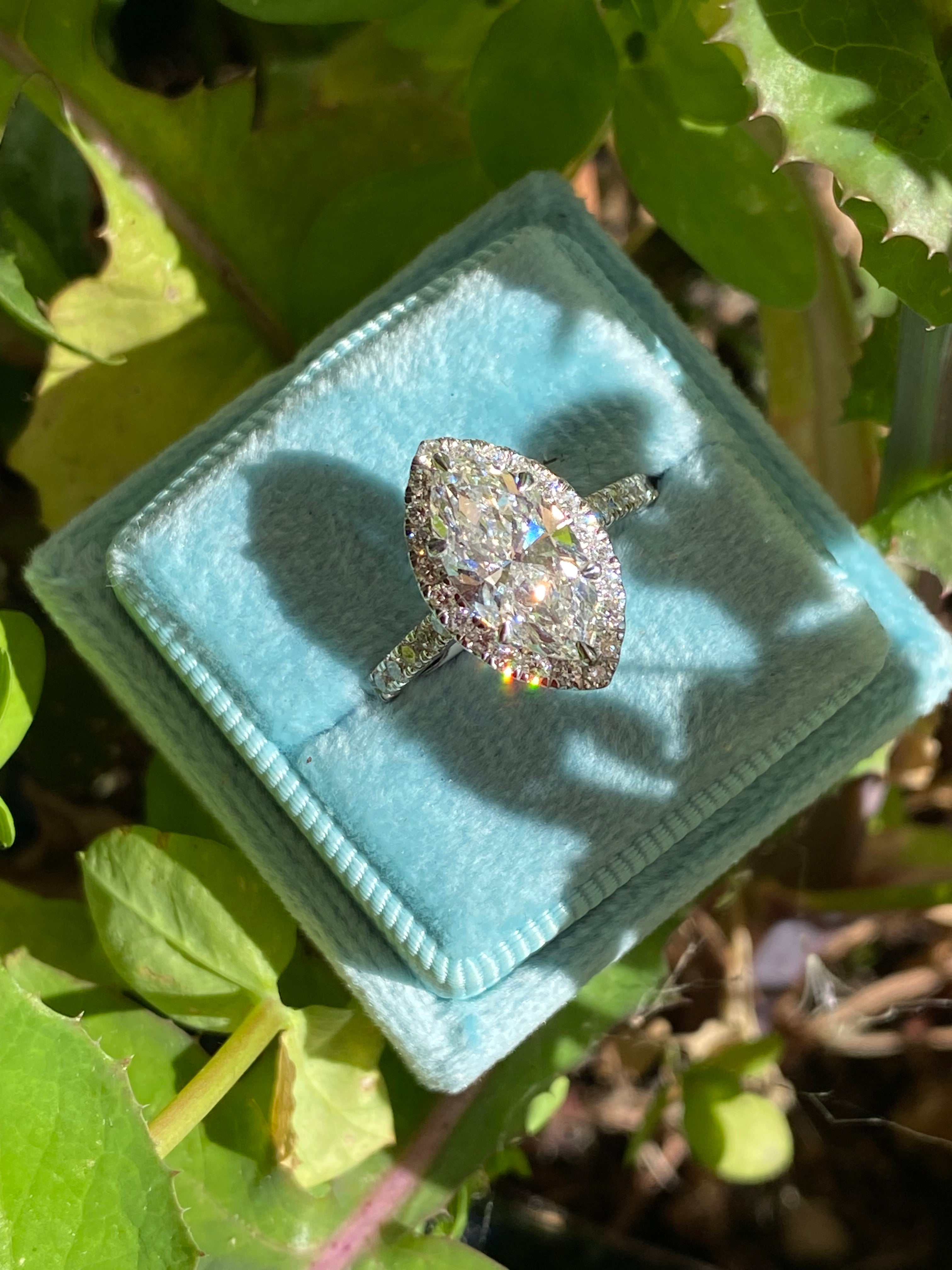 2.58 CTW Marquise Cut Lab Diamond Halo Engagement Ring in Platinum