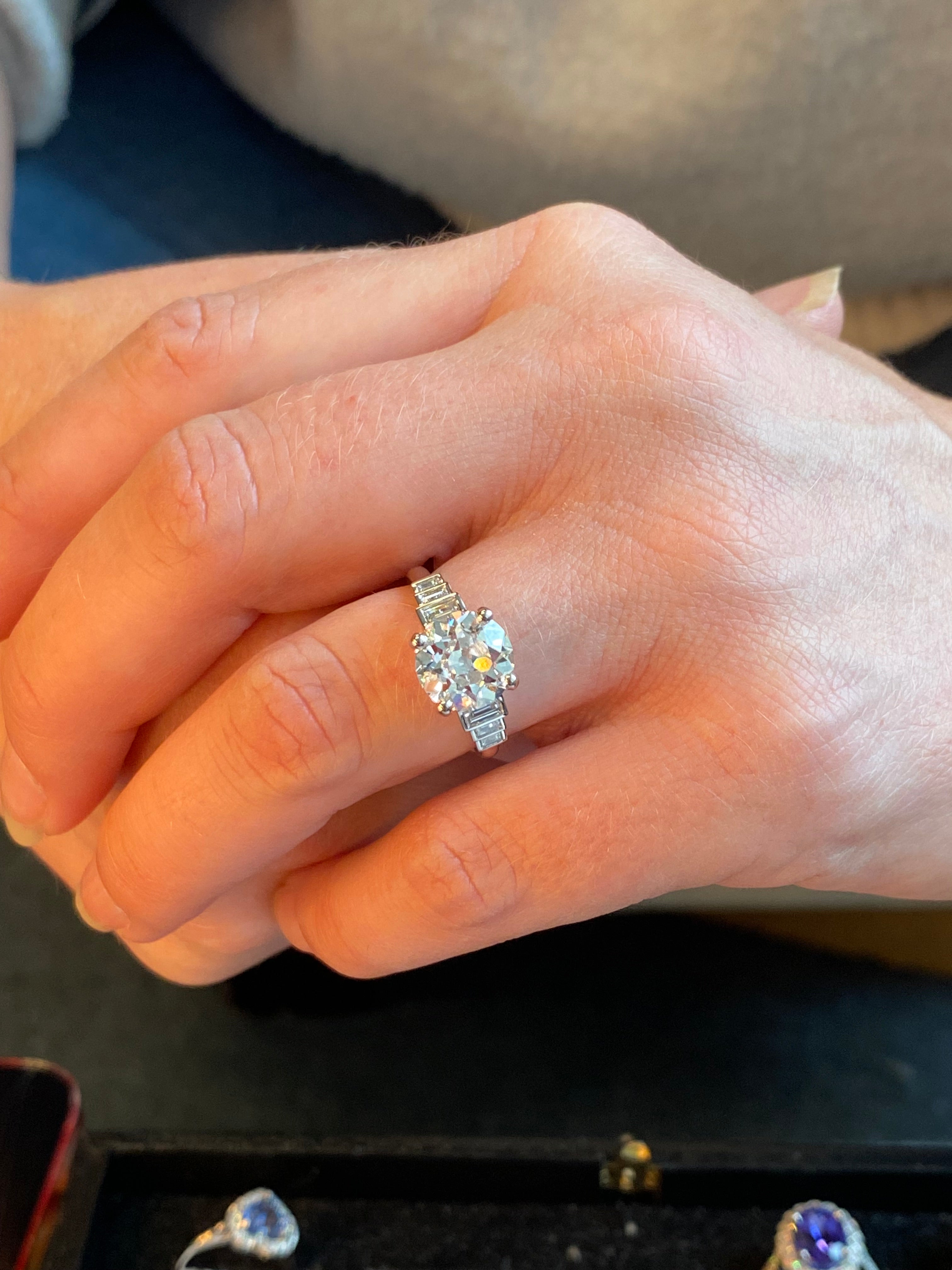 Heritage 3.00CT + Old Mine Cut Lab Grown Diamond Engagement Ring, at Least F Colour / VS Clarity